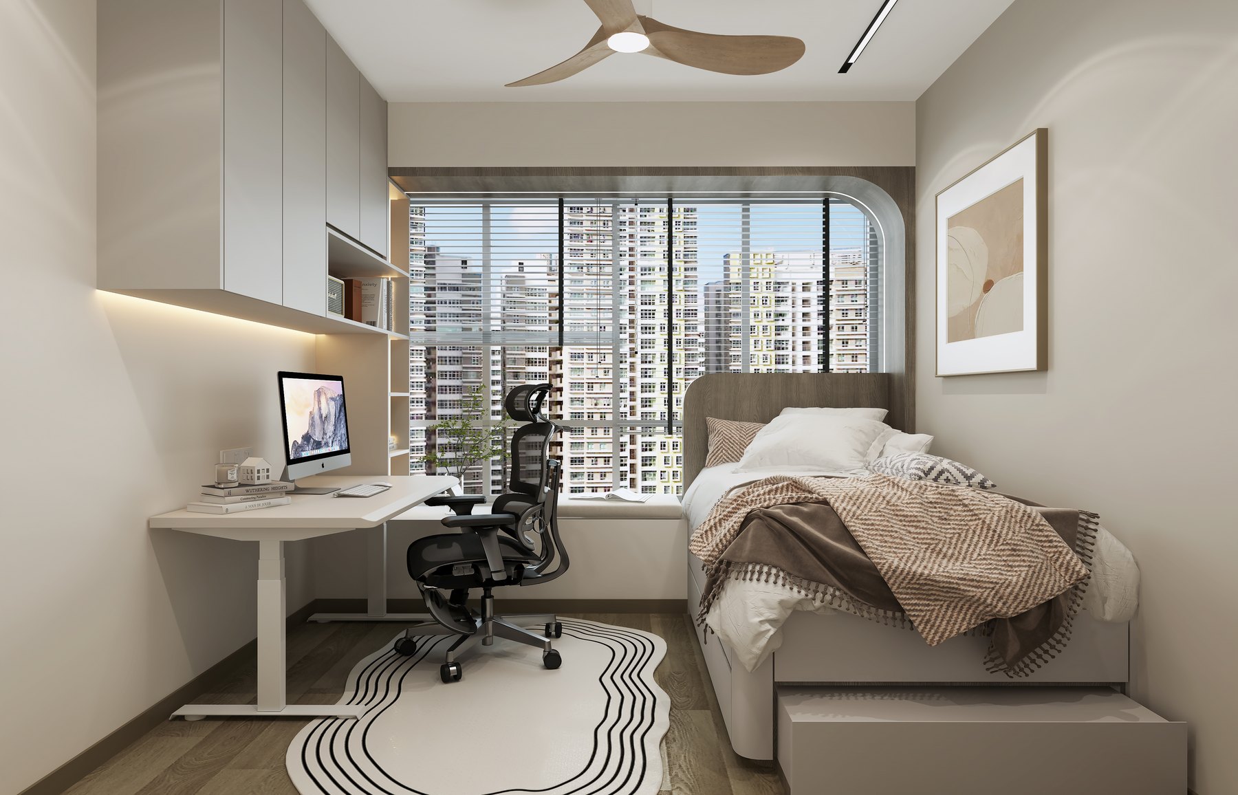 Livia Modern Scandinavian bedroom 3D interior design