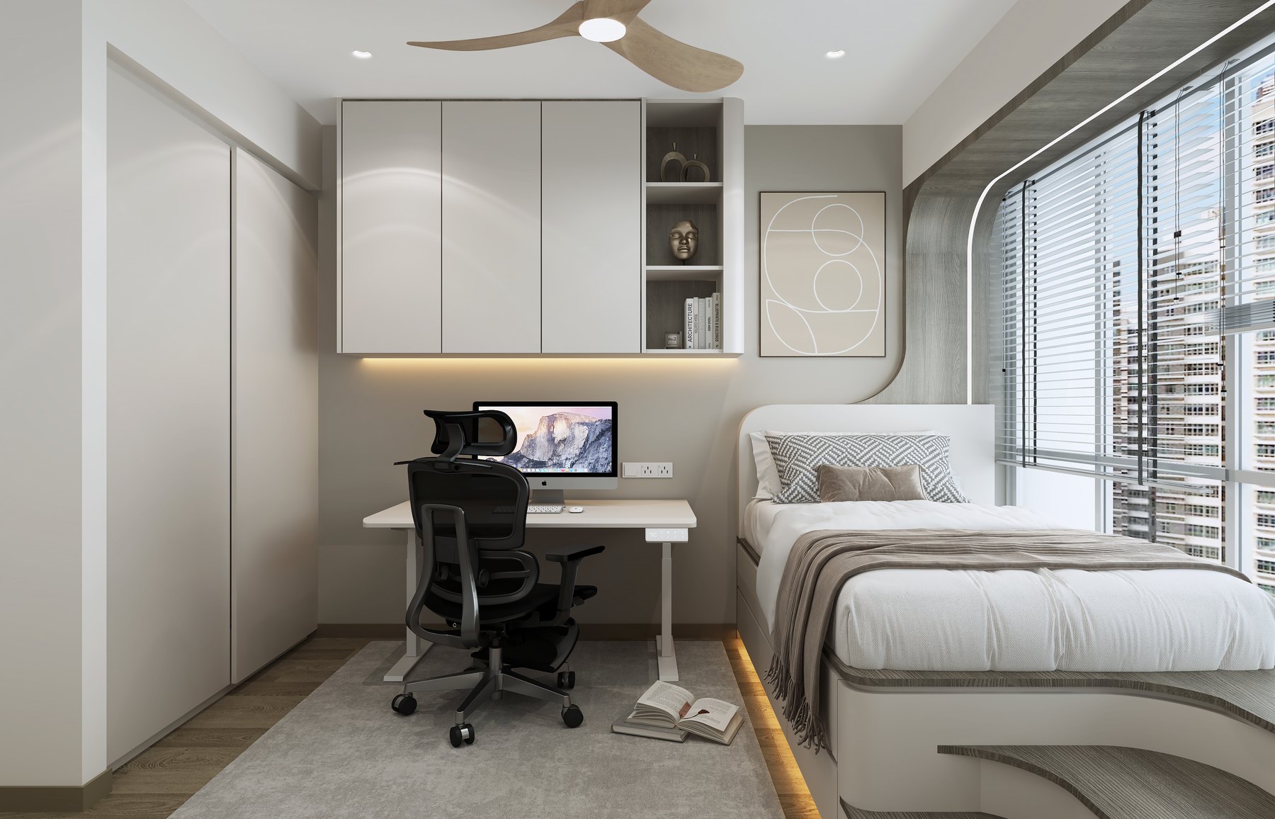 Livia Modern Scandinavian bedroom 3D interior design