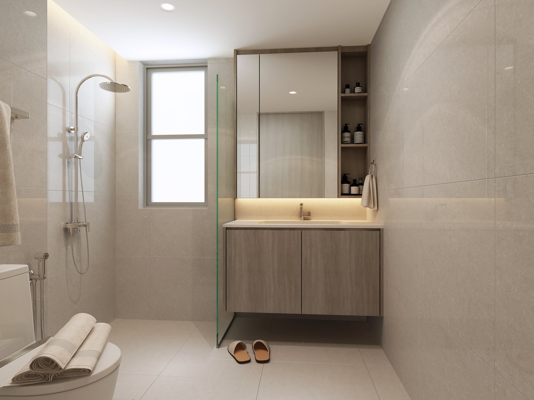 Livia Modern Scandinavian common bathroom 3D interior design