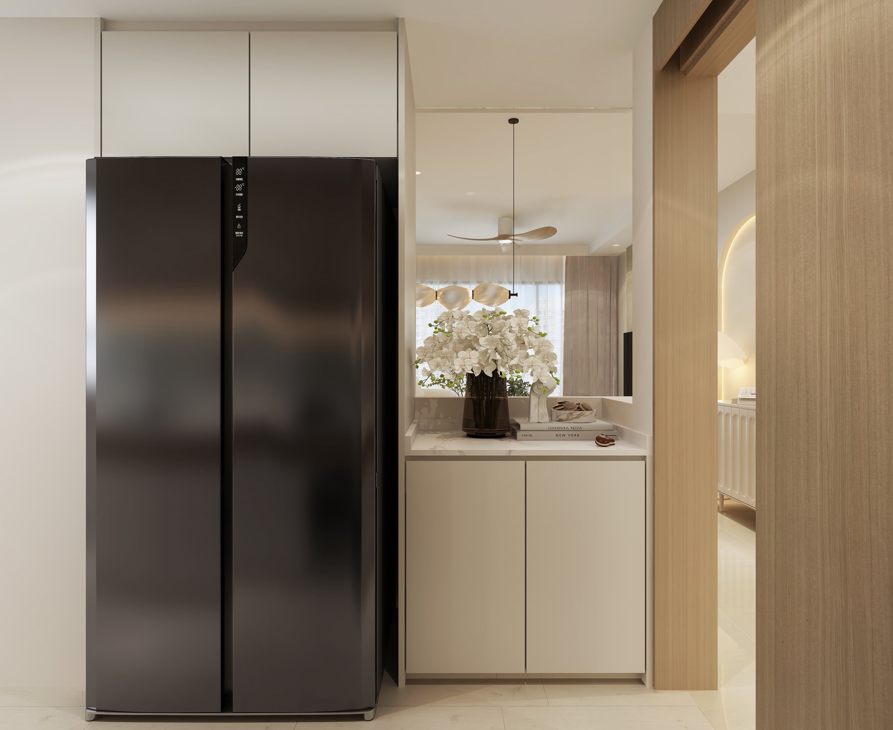 Sea Horizon Modern Cream kitchen 3D interior design