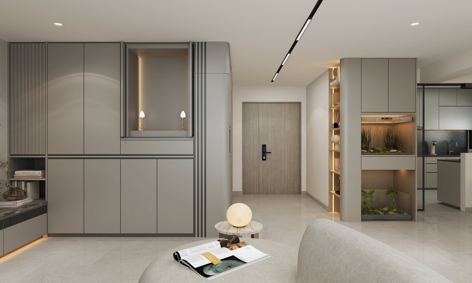 HDB West Hill @ Bukit Batok Modern Fusion living area 3D interior design