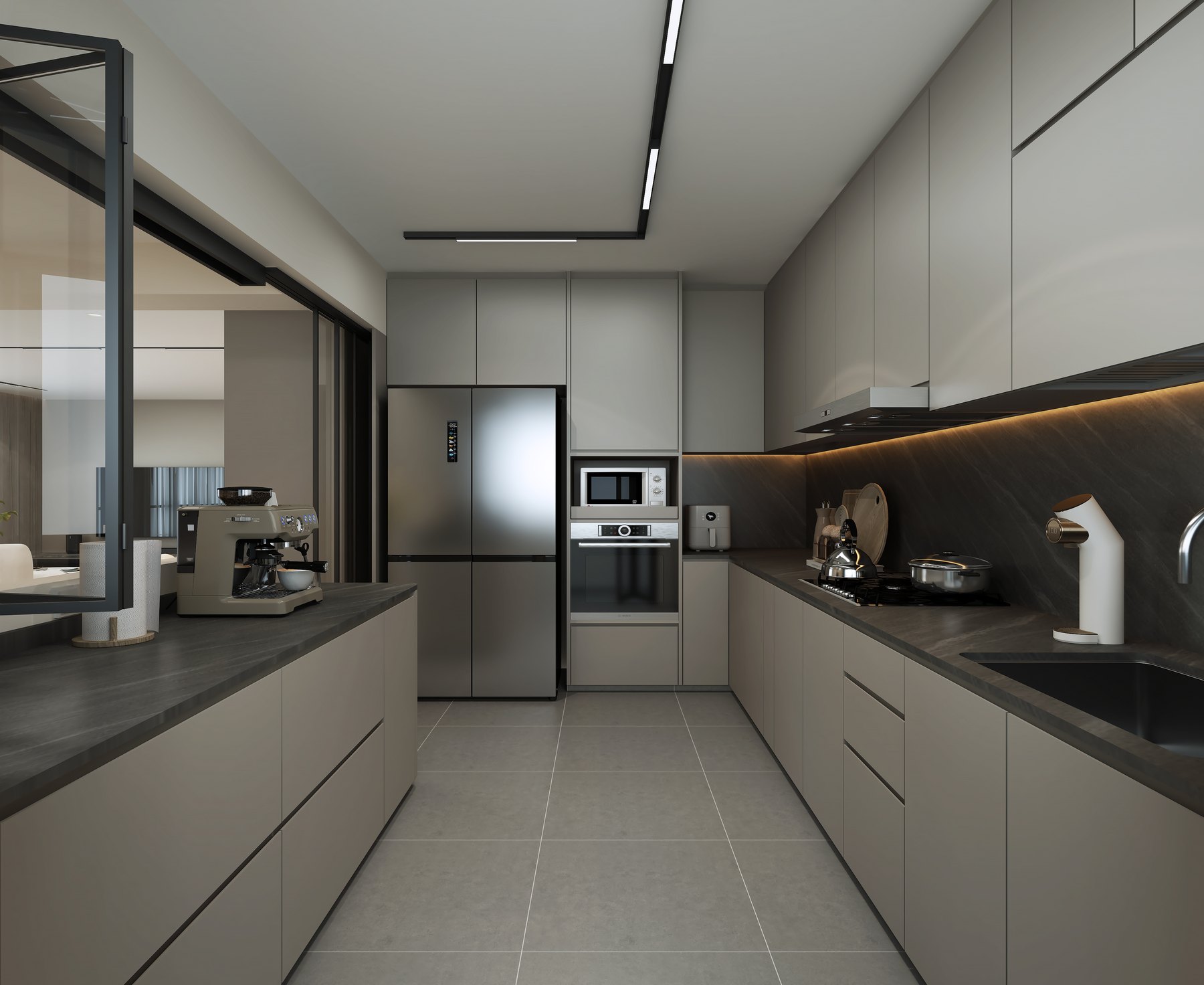 HDB West Hill @ Bukit Batok Modern Fusion kitchen 3D interior design