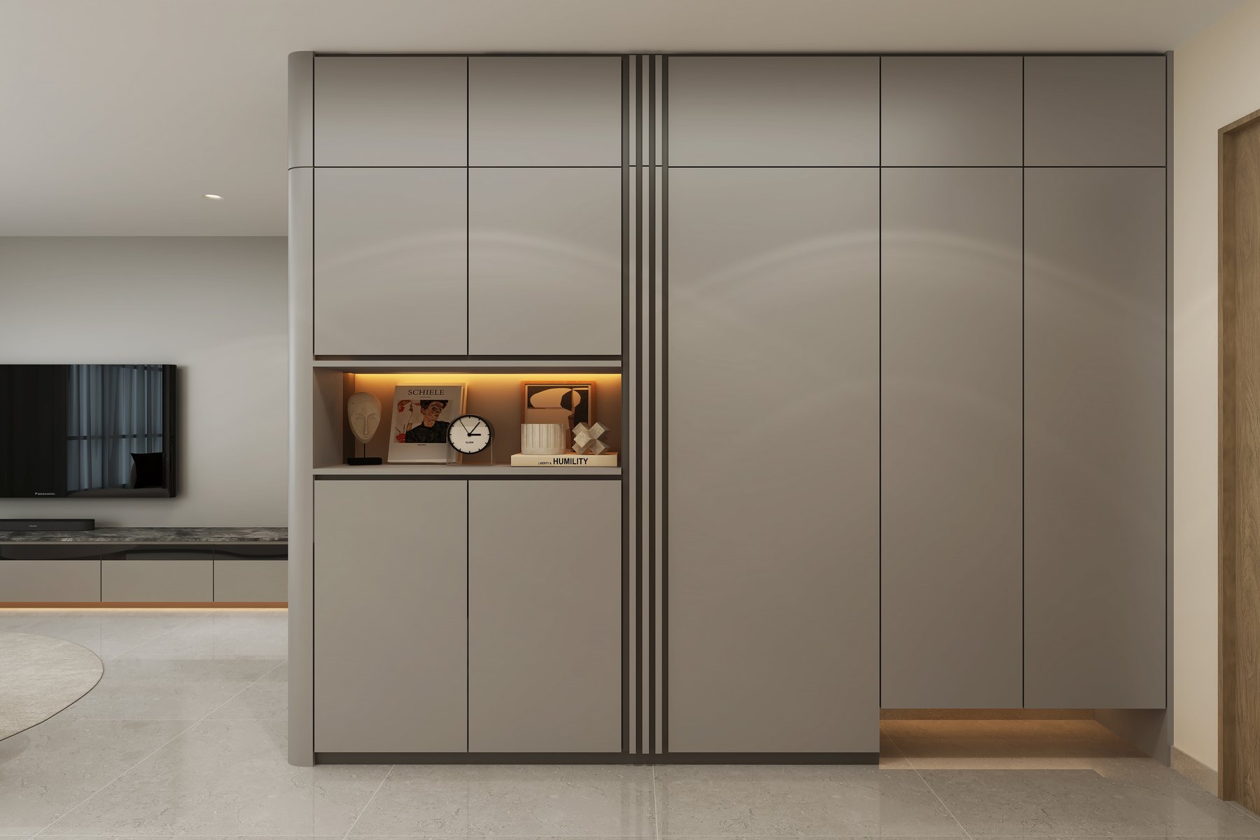 HDB West Hill @ Bukit Batok Modern Fusion entrance 3D interior design
