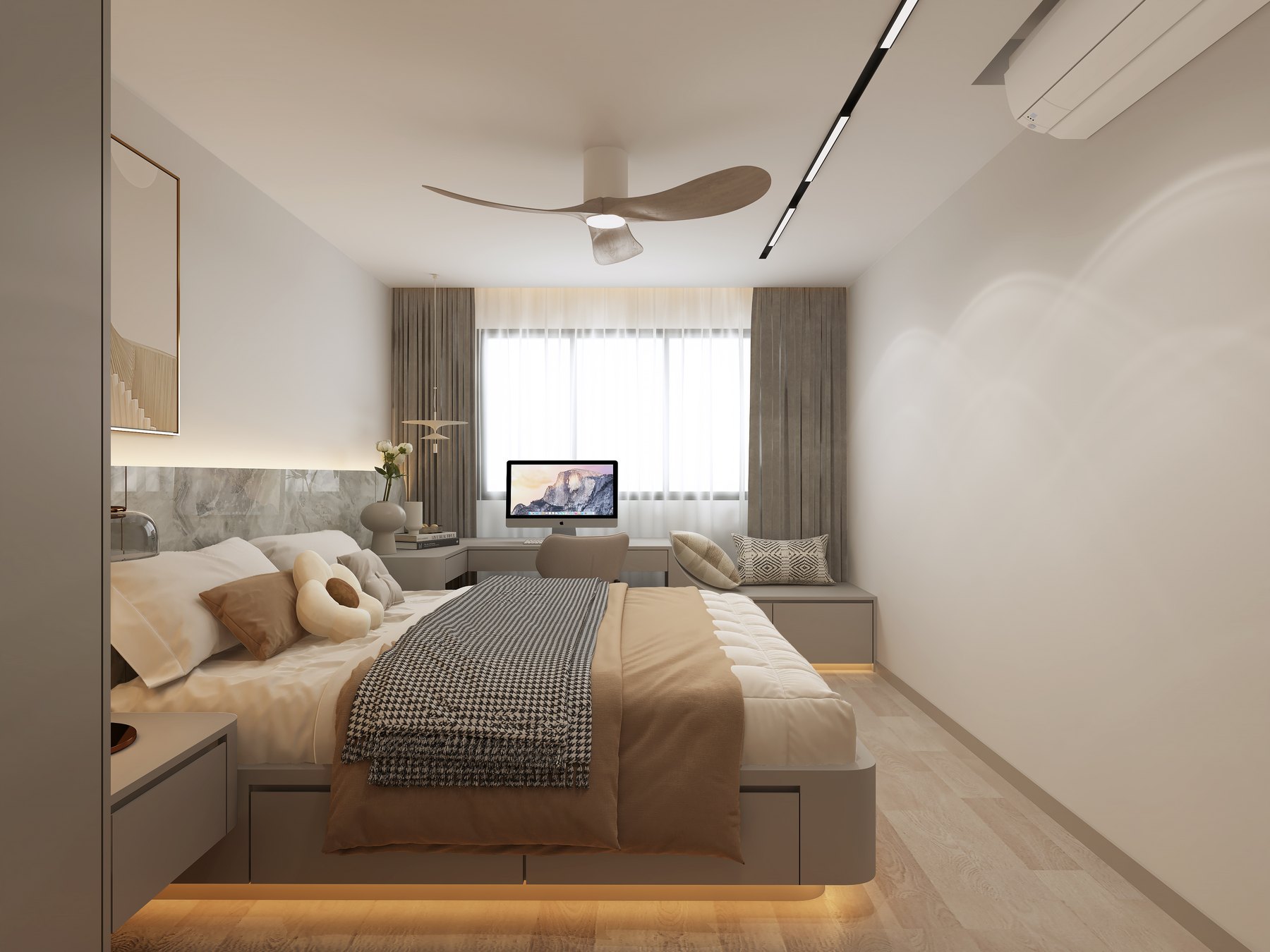 HDB West Hill @ Bukit Batok Modern Fusion master bedroom 3D interior design