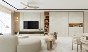 HDB Casa Clementi Modern Scandinavian living area 3D interior design