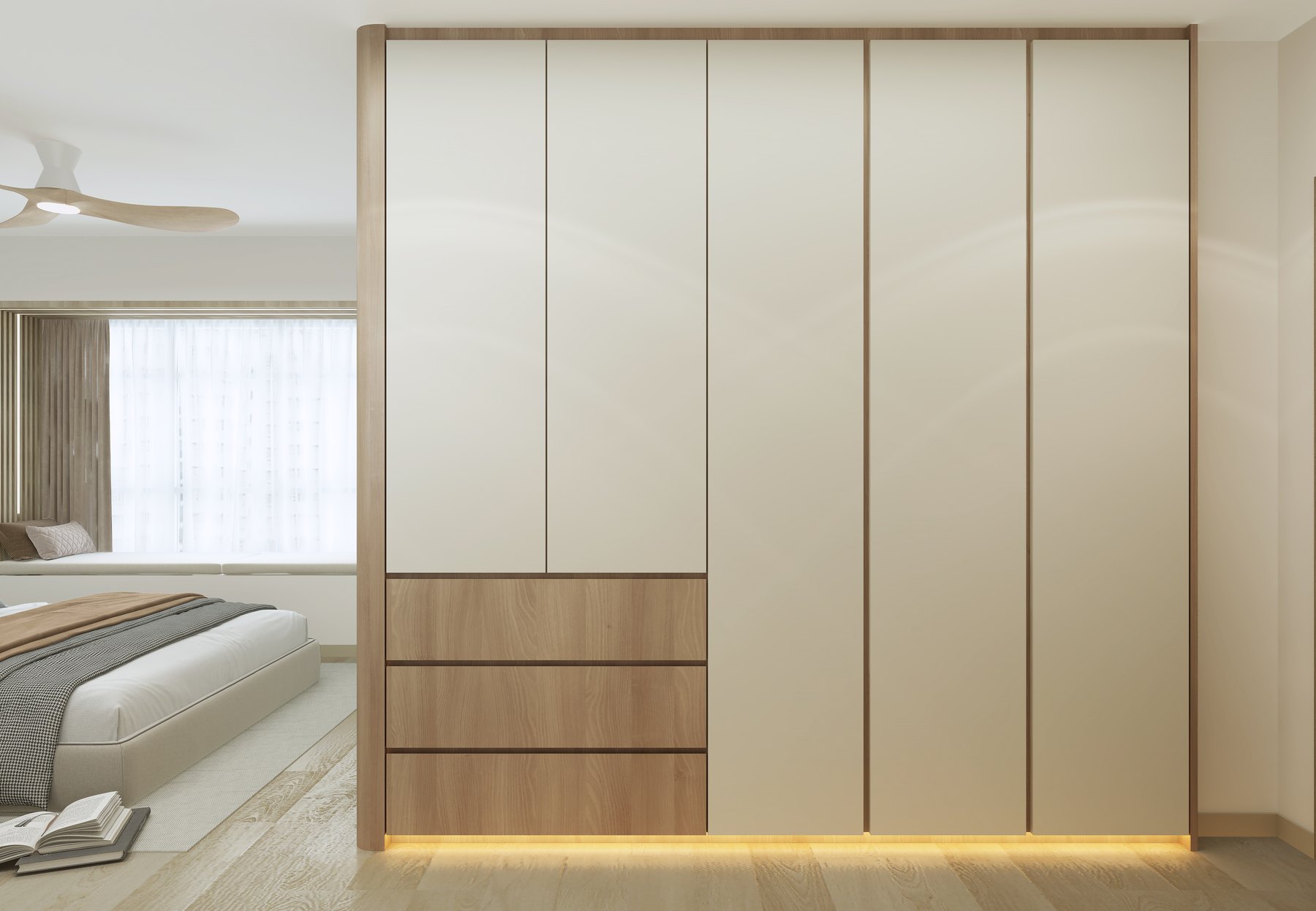 HDB Casa Clementi Modern Scandinavian master bedroom 3D interior design
