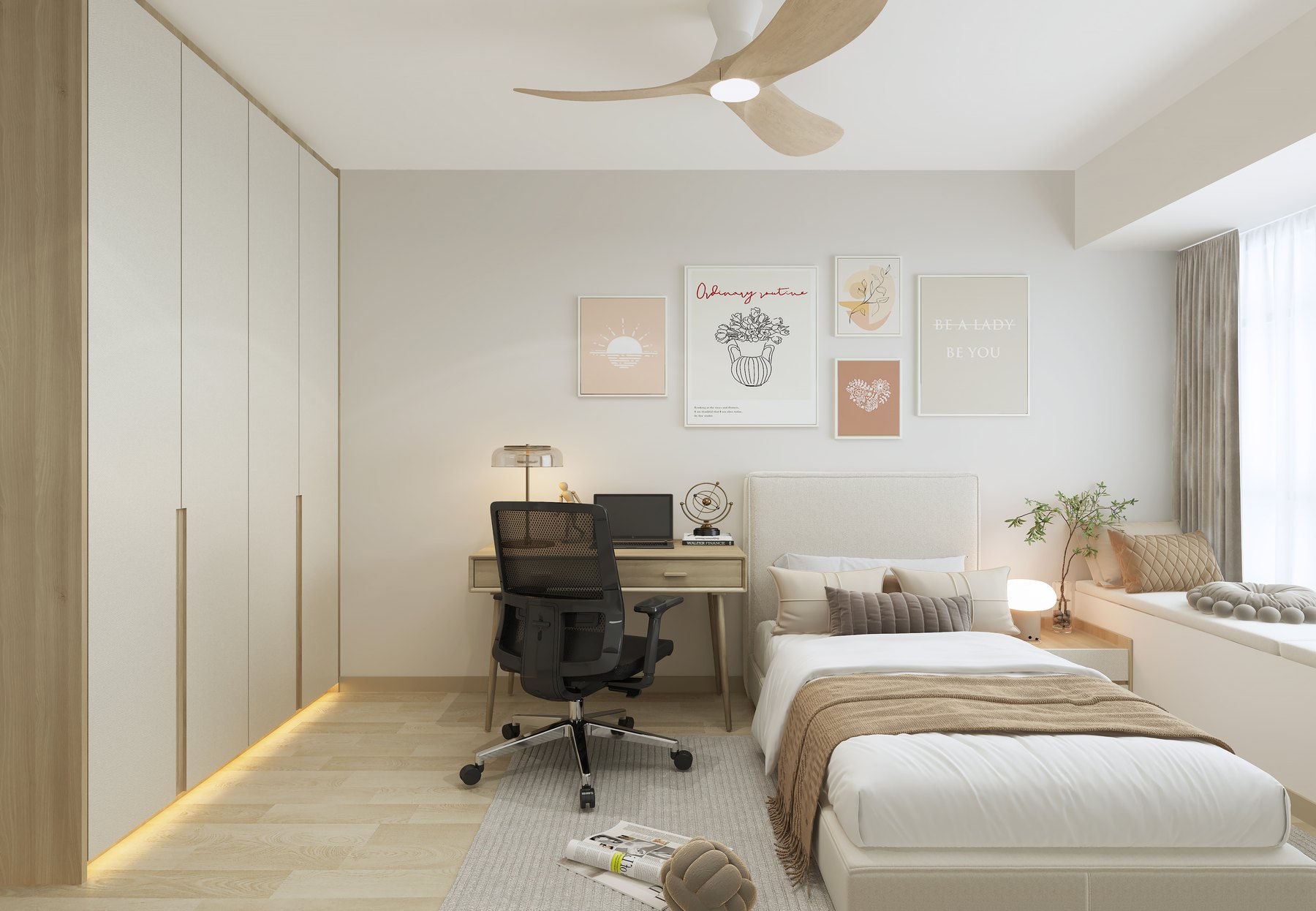 HDB Casa Clementi Modern Scandinavian bedroom 3D interior design