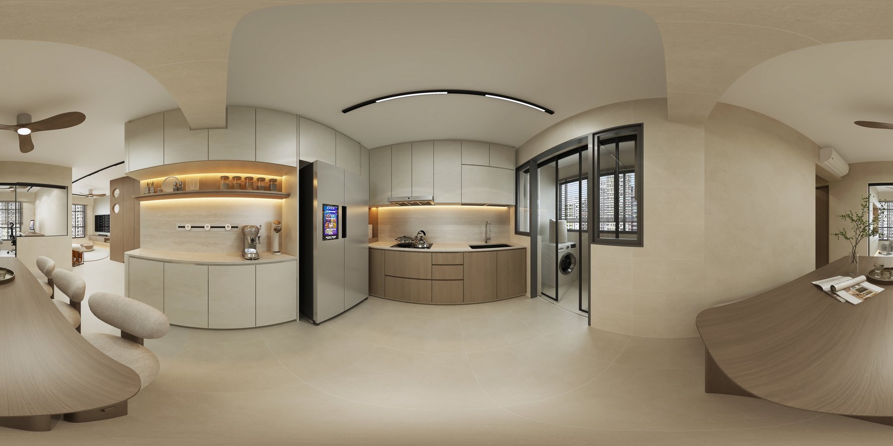 Tampines Road Modern Mid Century kitchen 3D interior design
