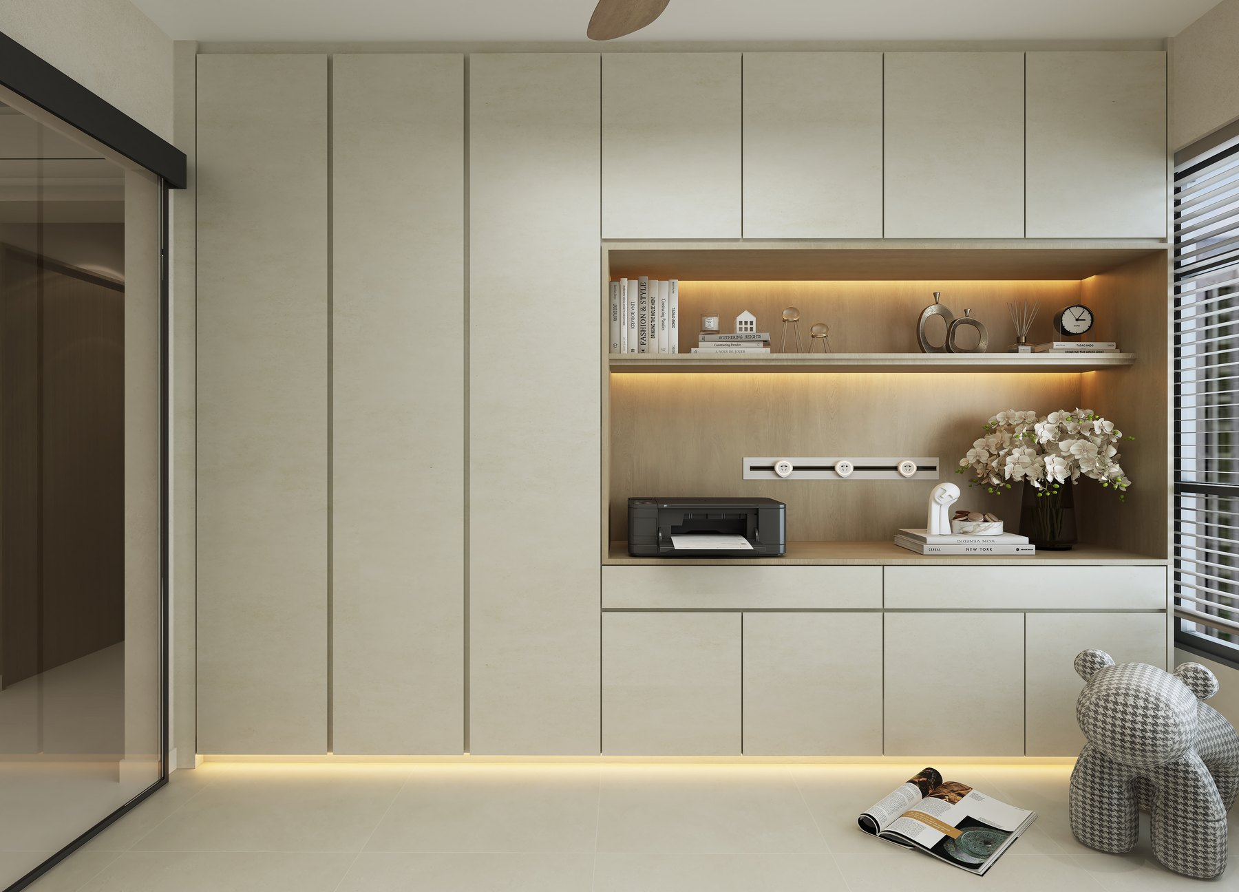 Tampines Road Modern Mid Century study 3D interior design