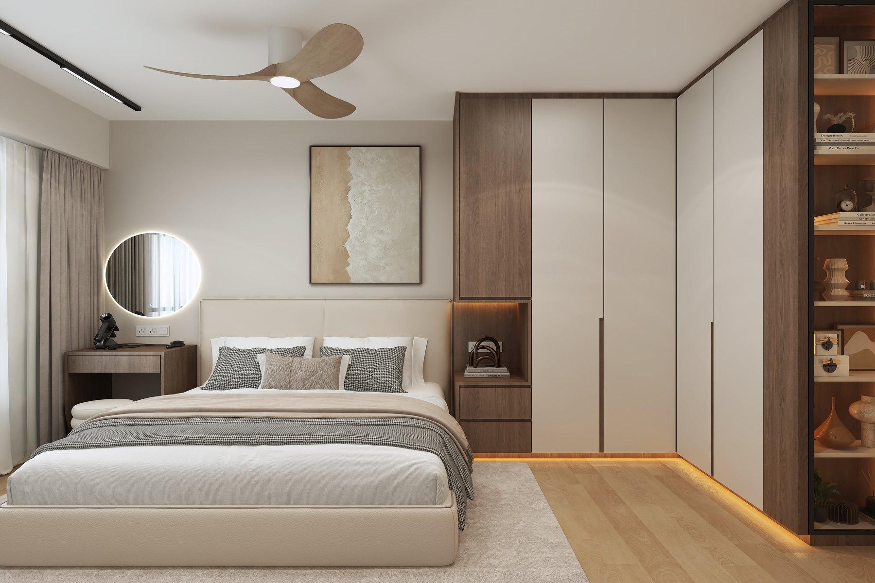 Kovan Wellspring Scandinavian master bedroom 3D interior design