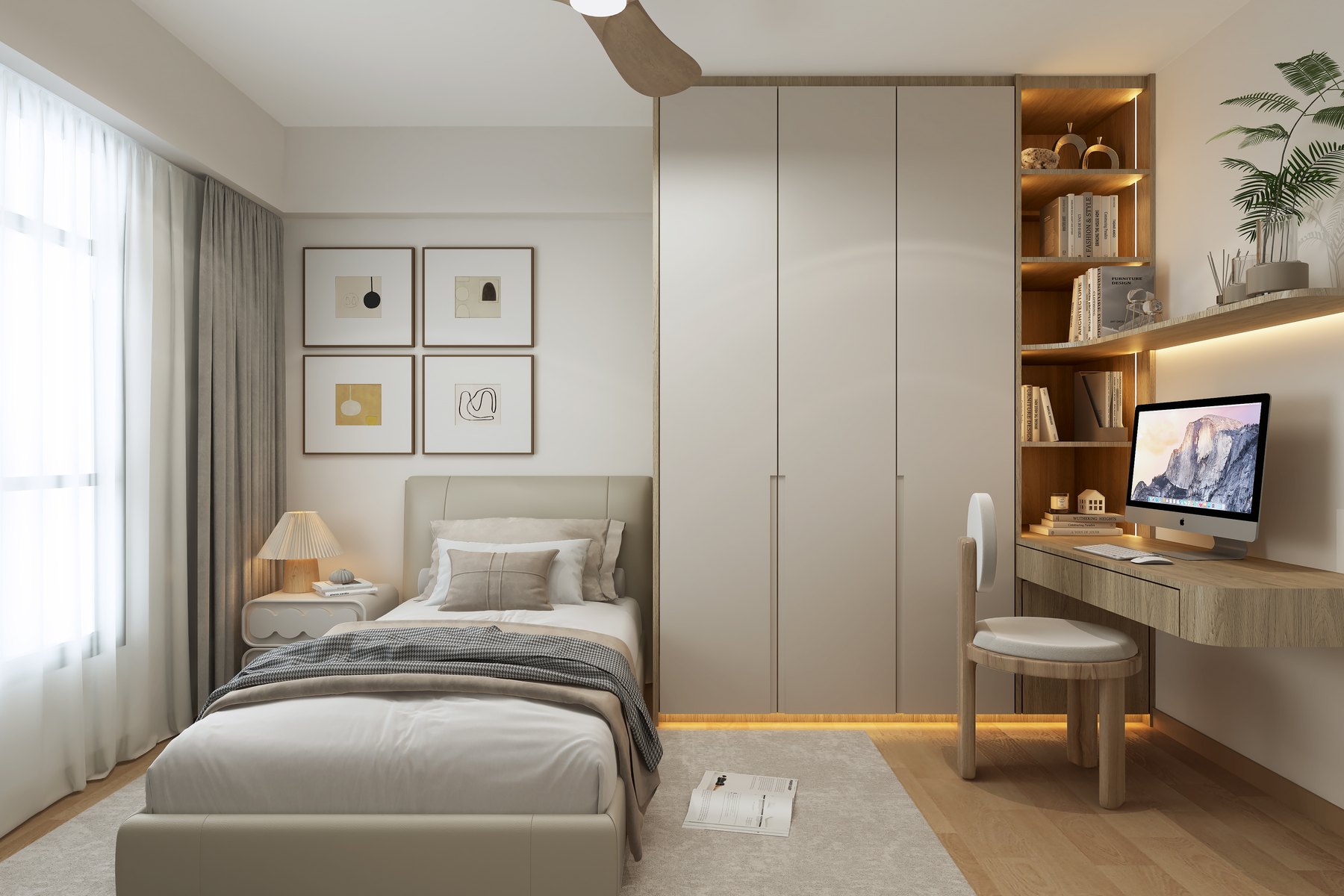 Kovan Wellspring Scandinavian bedroom 3D interior design