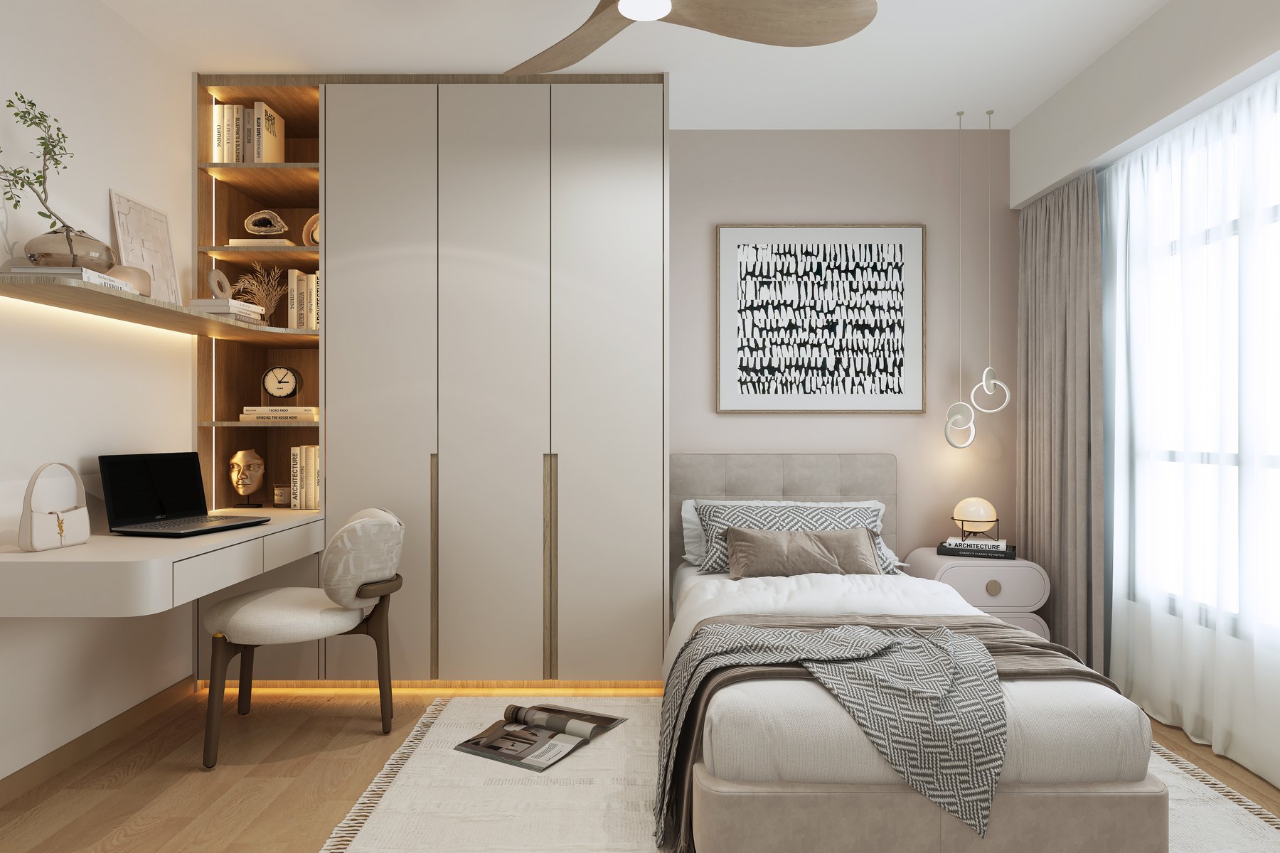 Kovan Wellspring Scandinavian bedroom 3D interior design