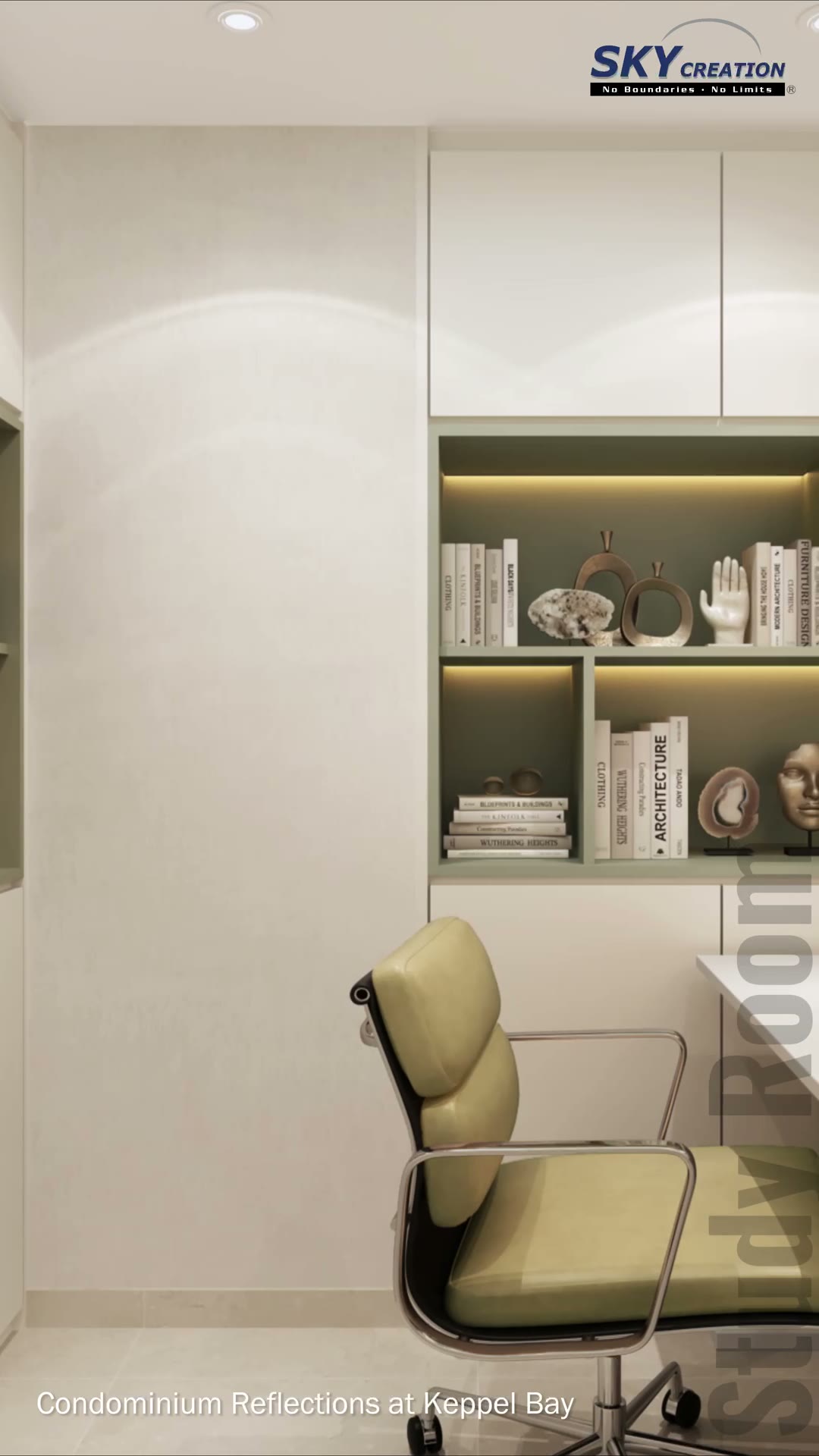 Reflections at Keppel Bay study room with concealed lighting and built-in shelving