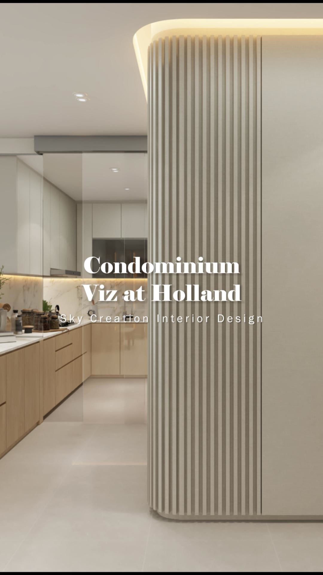Original Viz at Holland 3D cover showing a rounded fluted divider beside pale timber kitchen cabinetry