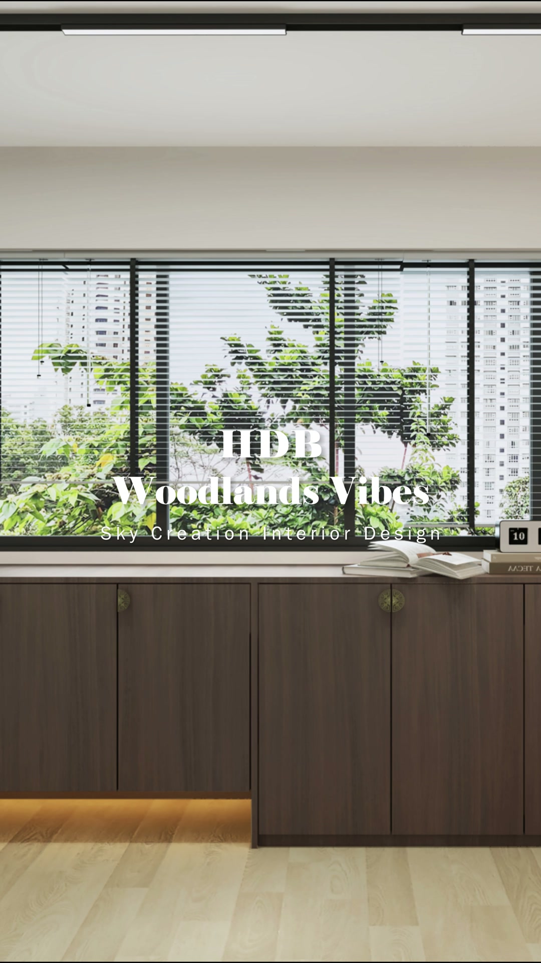 Woodlands Vibes entrance window with warm full-height storage and concealed lighting