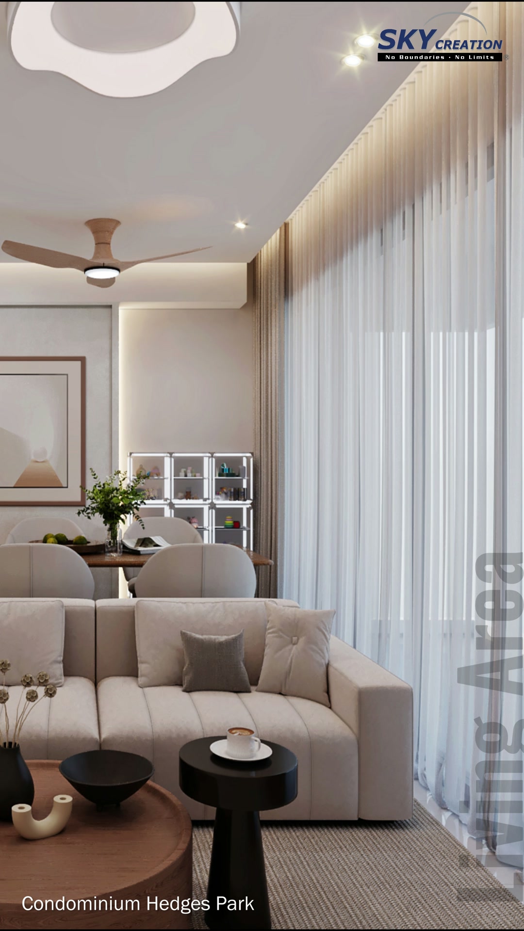 Hedges Park bedroom entrance with full-height pale cabinetry and warm lighting