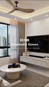 Original HDB Admiralty Grove 3D cover showing the neutral living room and clean-lined television feature