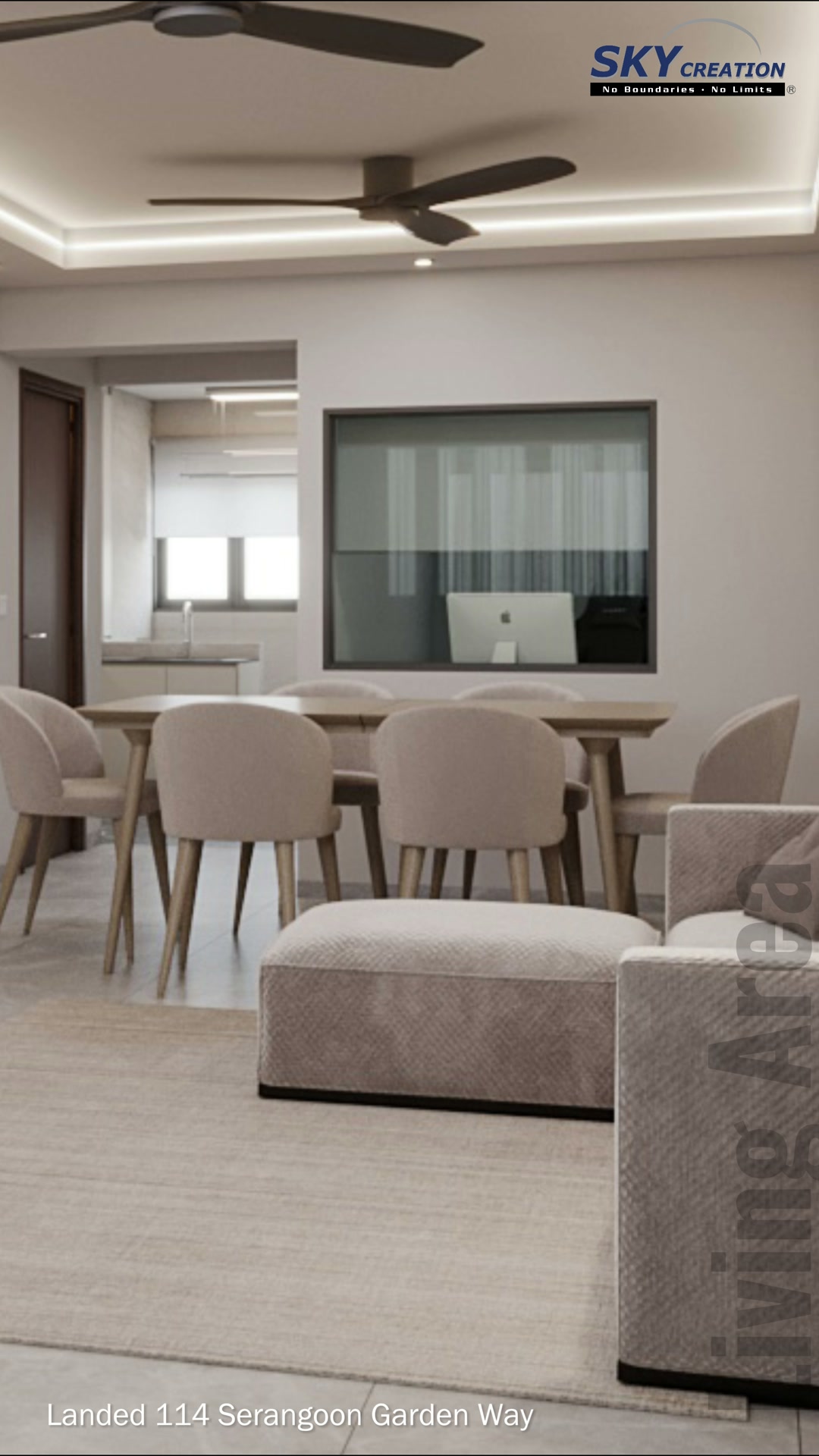 Serangoon Garden Way open dining zone with a clear route toward the kitchen