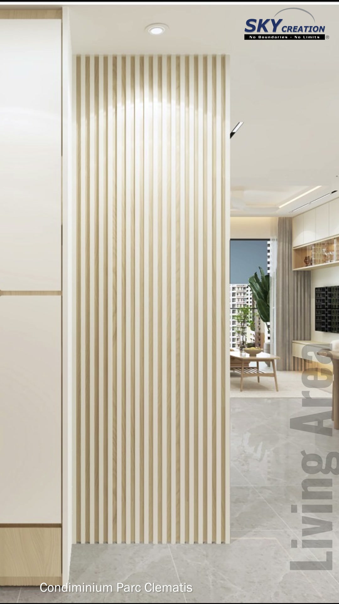 Parc Clematis full-height divider with narrow vertical flutes
