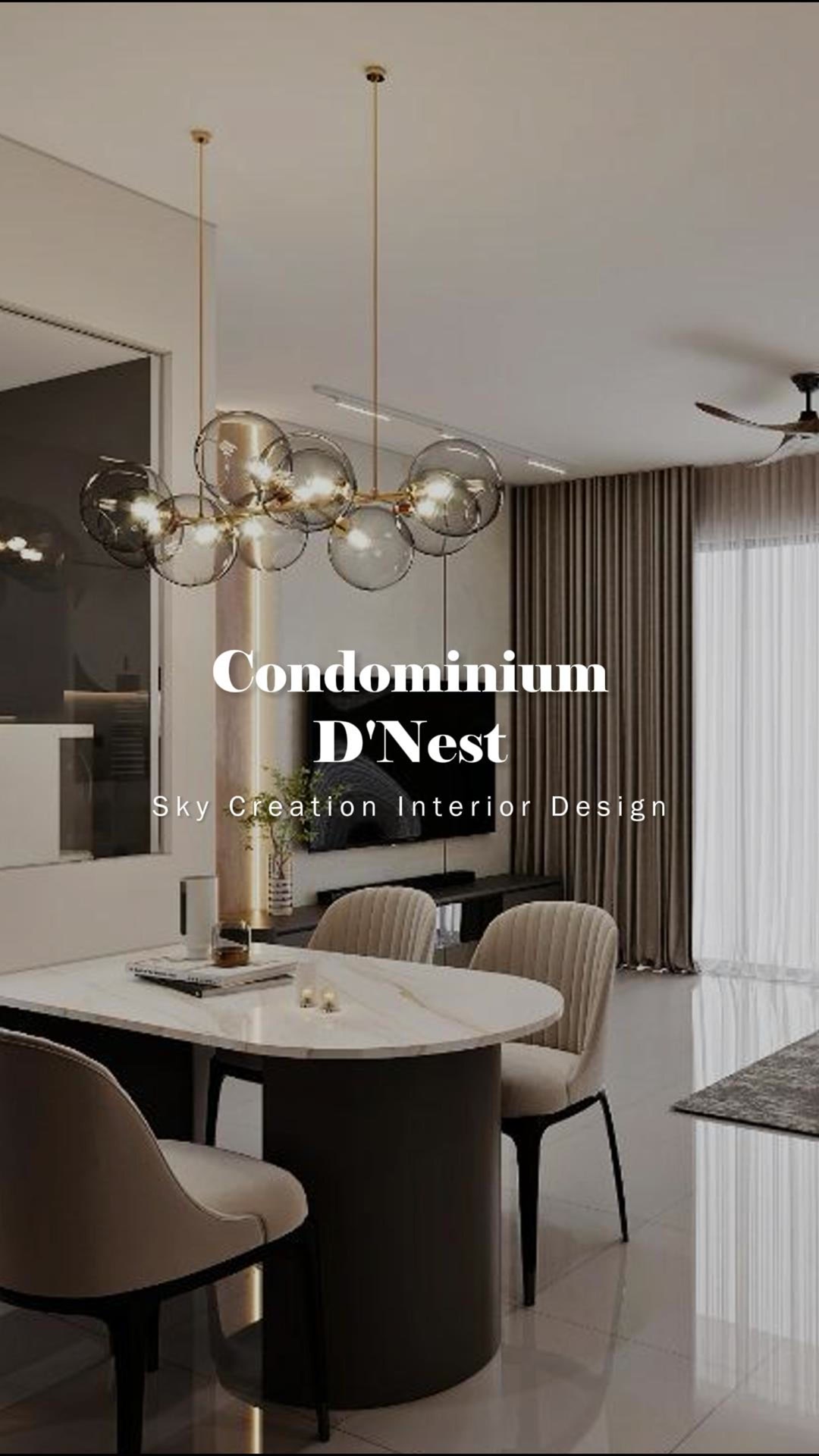 Original D'Nest condominium 3D cover showing the open dining and living area