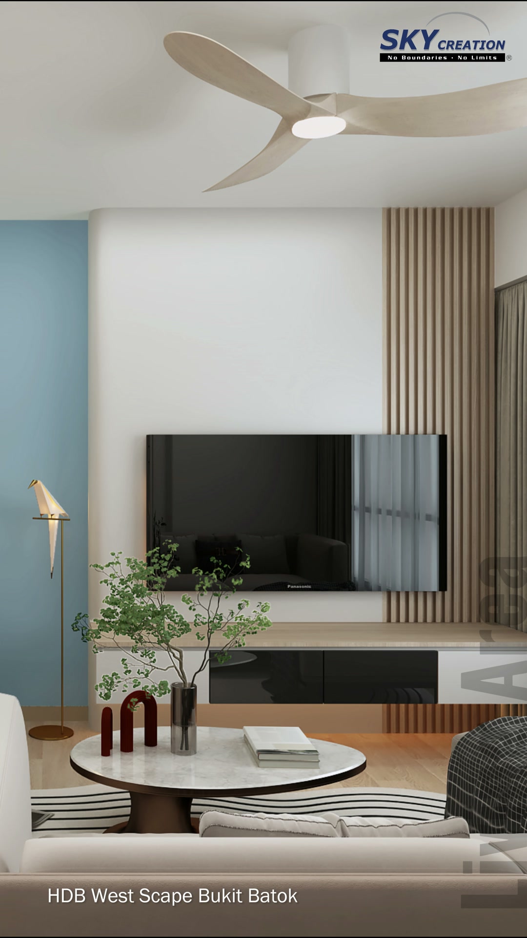 West Scape Bukit Batok open living and dining layout with slim pendant lighting
