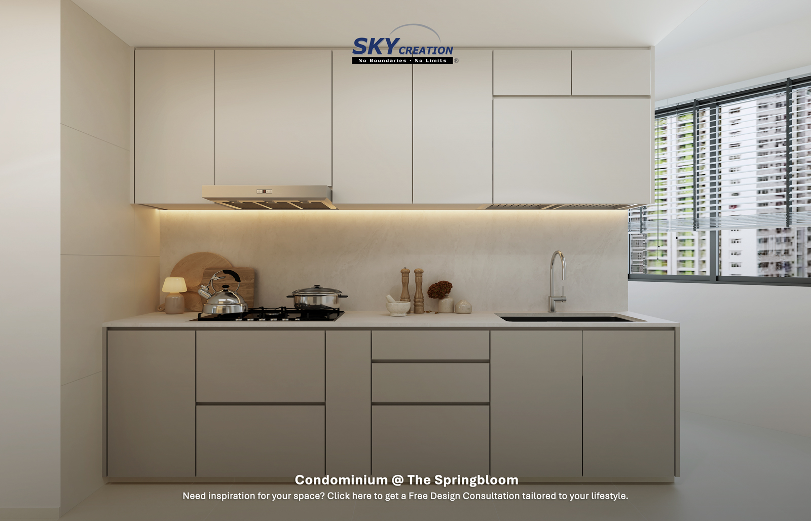 The Springbloom — kitchen, 3D design visual