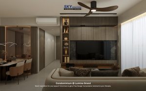 Lumina Grand — living area, 3D design visual