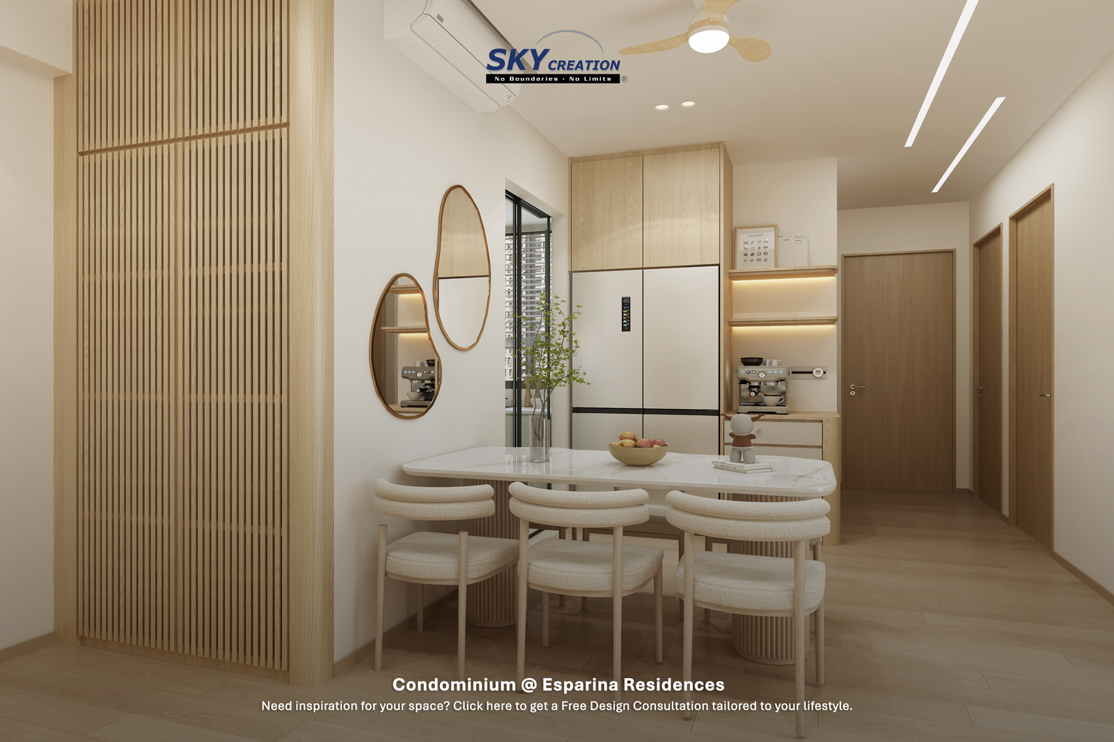 Esparina Residences — dining area, 3D design visual