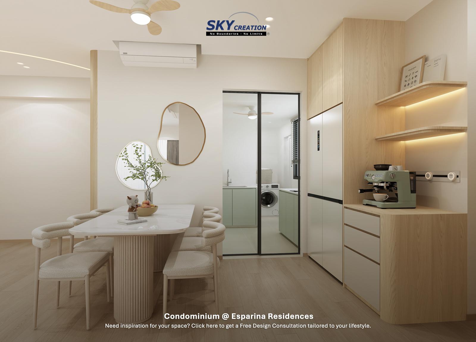 Esparina Residences — dining area, 3D design visual