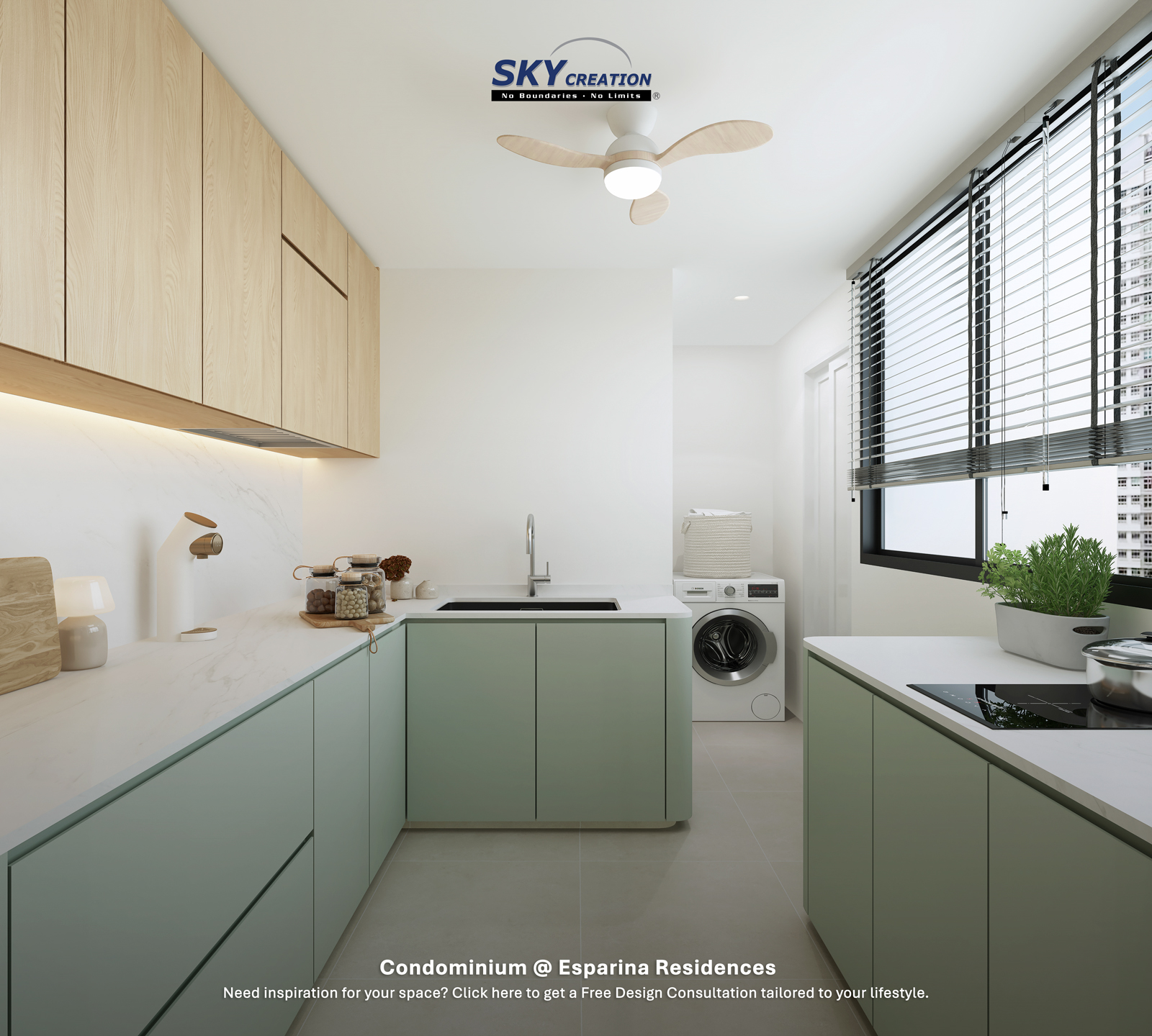 Esparina Residences — kitchen, 3D design visual