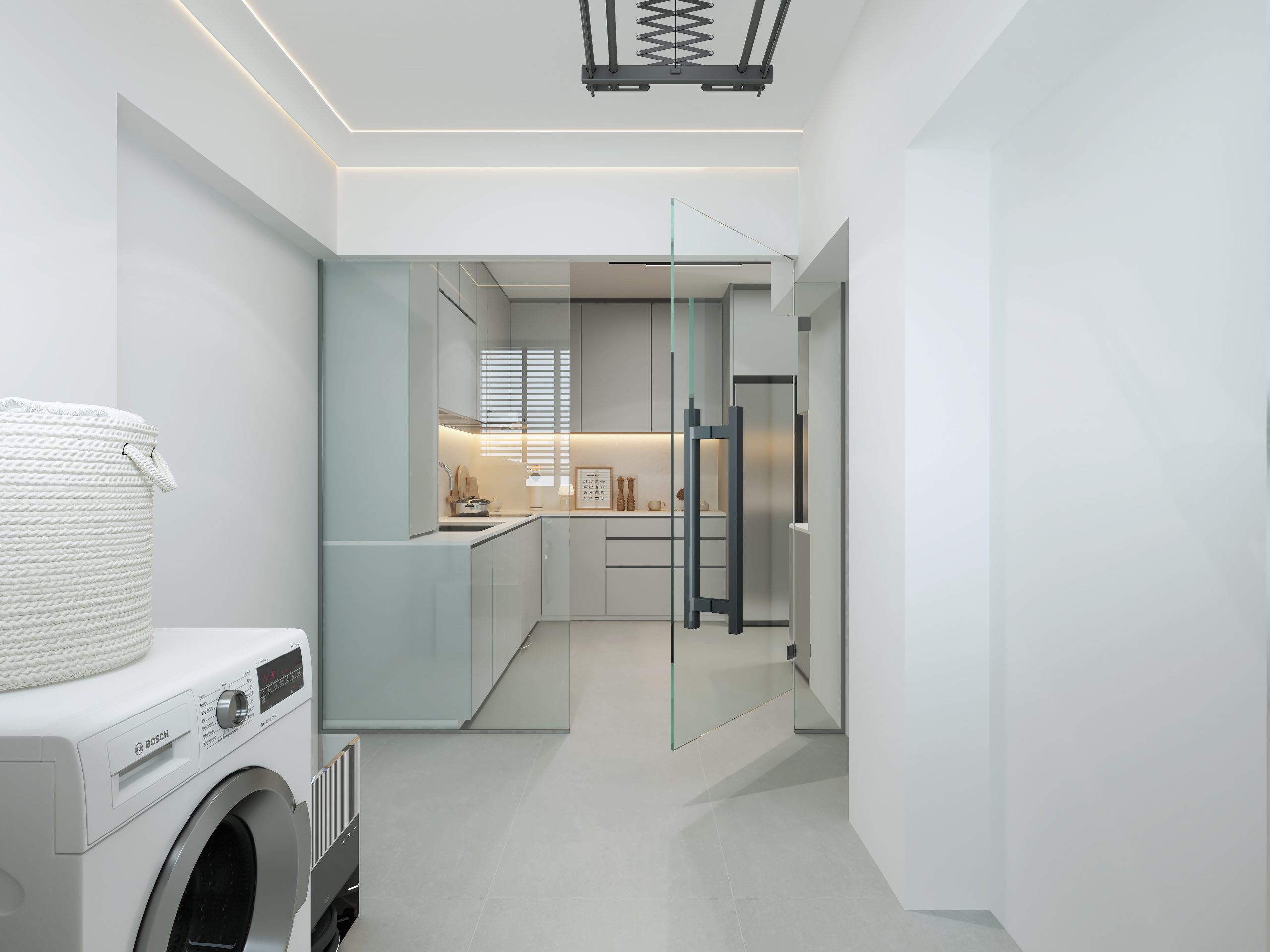 HDB Toh Guan View — kitchen, 3D design visual