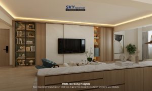 HDB Joo Seng Road — living area, 3D design visual