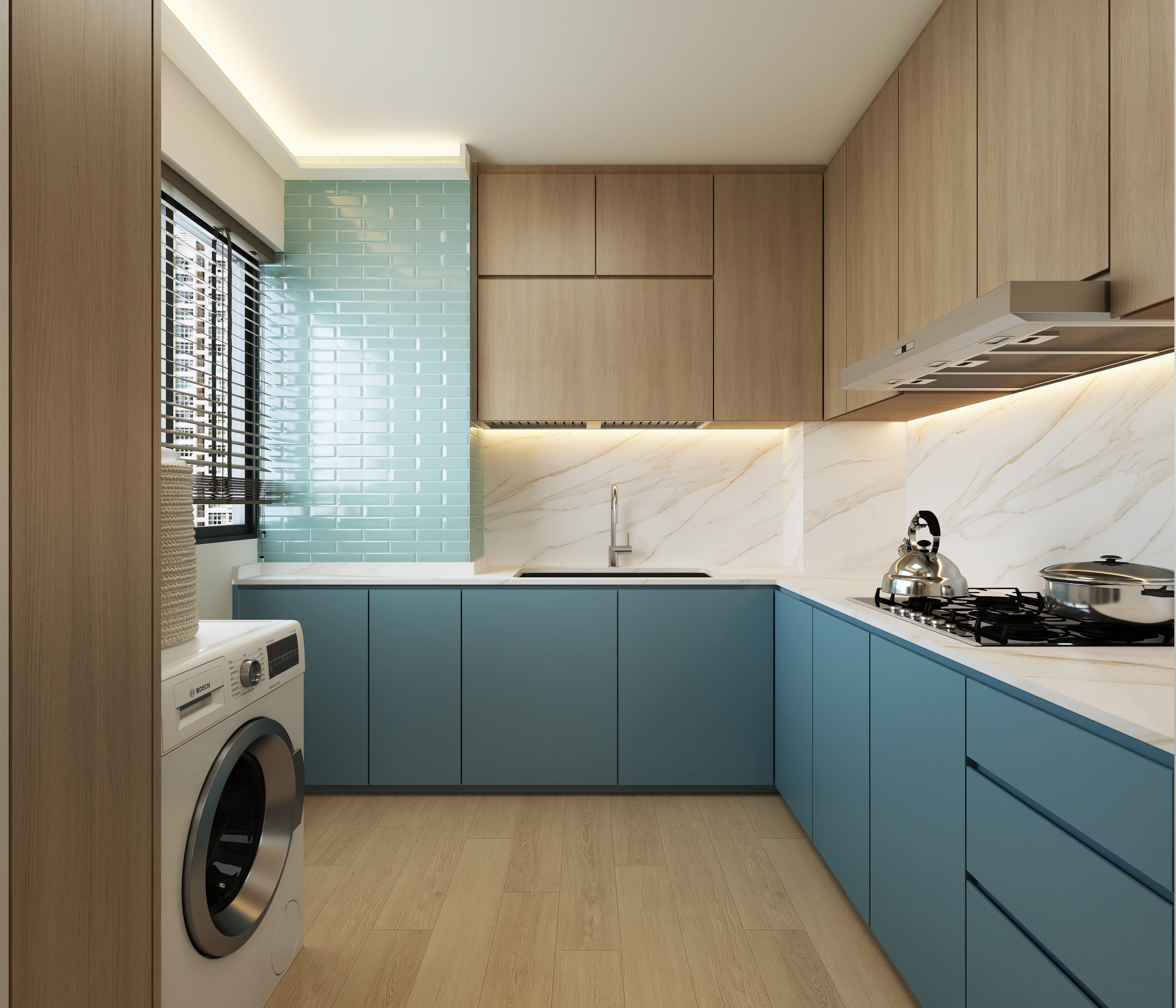HDB Joo Seng Road — kitchen, 3D design visual