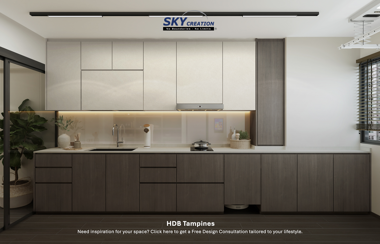 HDB Tampines Street 44 — kitchen, 3D design visual