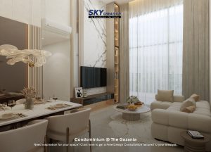 The Gazania — living area, 3D design visual