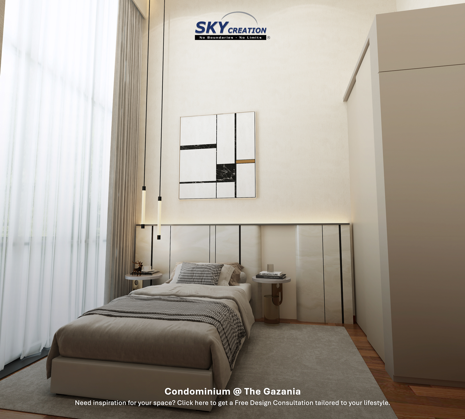 The Gazania — bedroom, 3D design visual