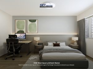 HDB West Quarry @ Bukit Batok — master bedroom, 3D design visual