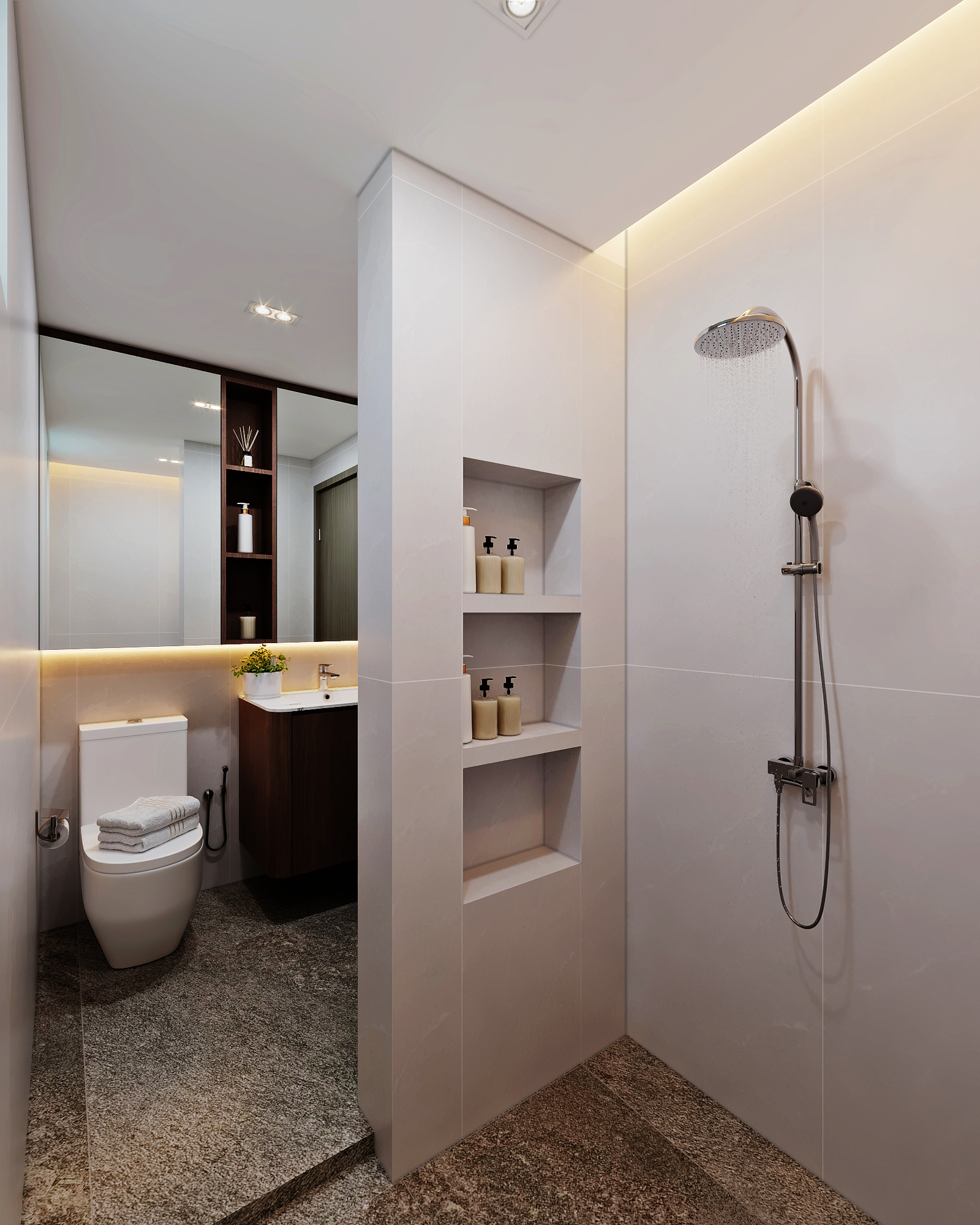 Hazel Park — common bathroom, scandinavian 3D design visual