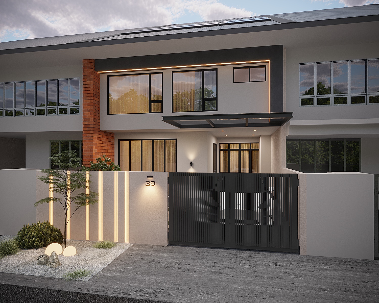 Cashew Terrace — exterior front facade, scandinavian 3D design visual
