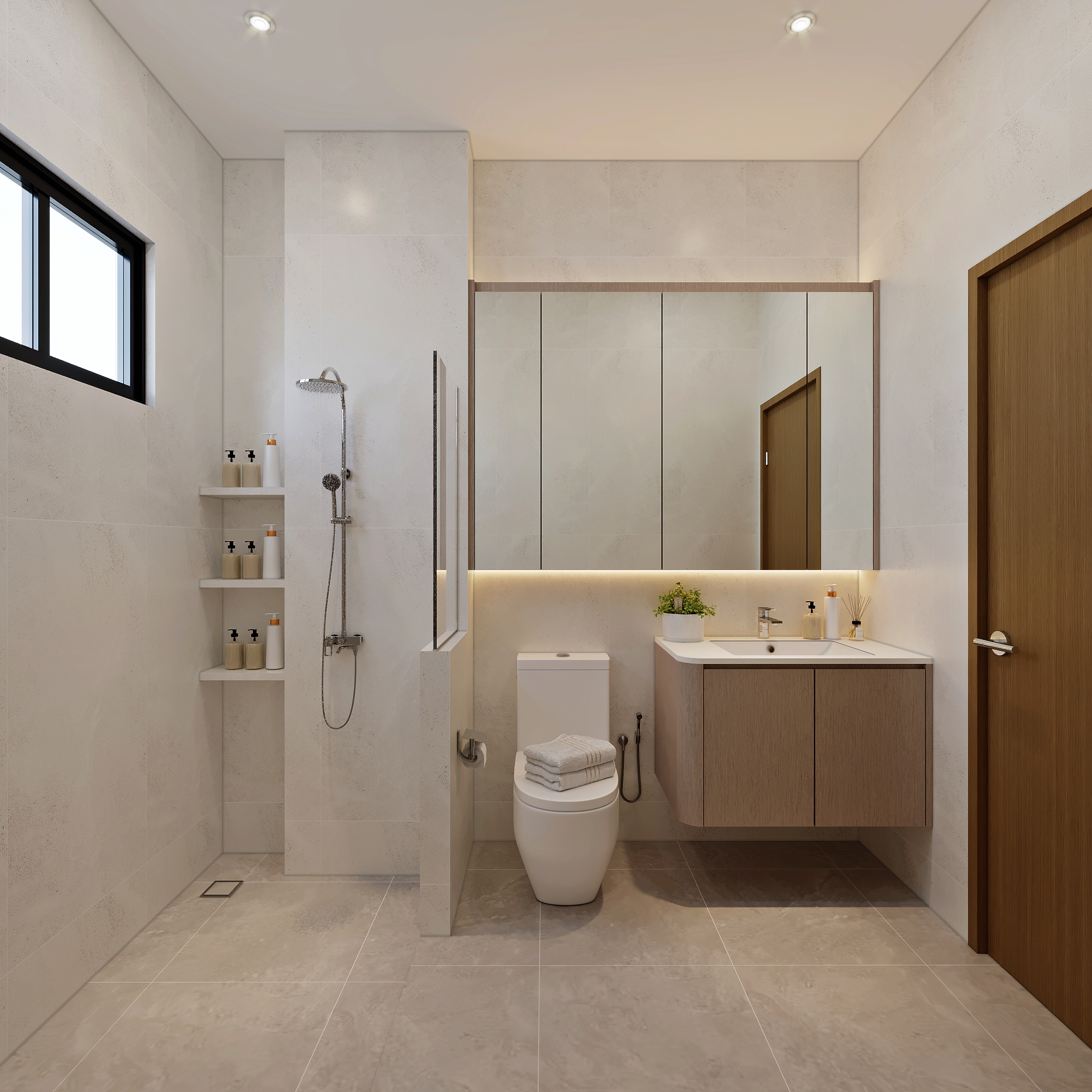 Cashew Terrace — common bathroom, scandinavian 3D design visual