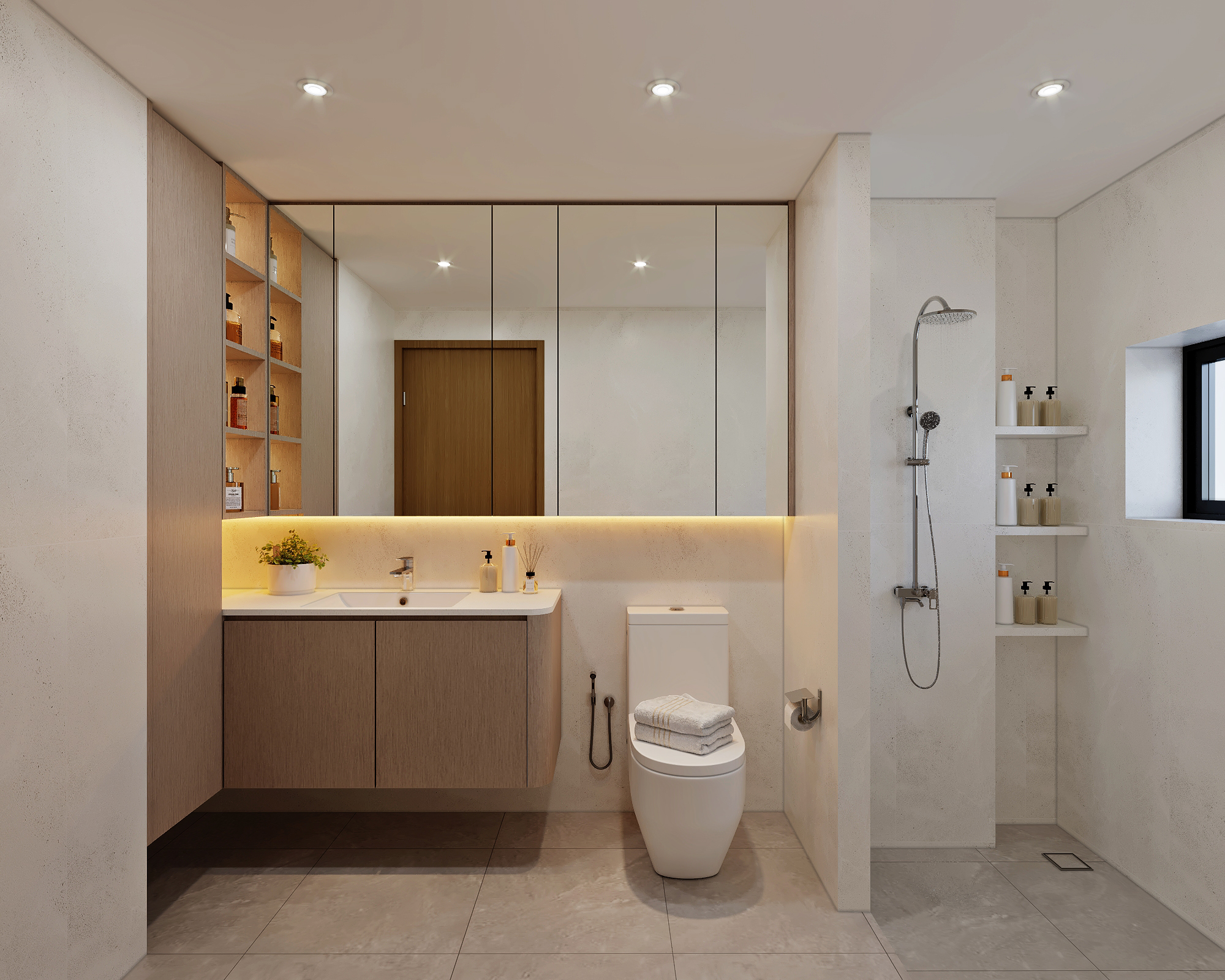 Cashew Terrace — ensuite bath, scandinavian 3D design visual