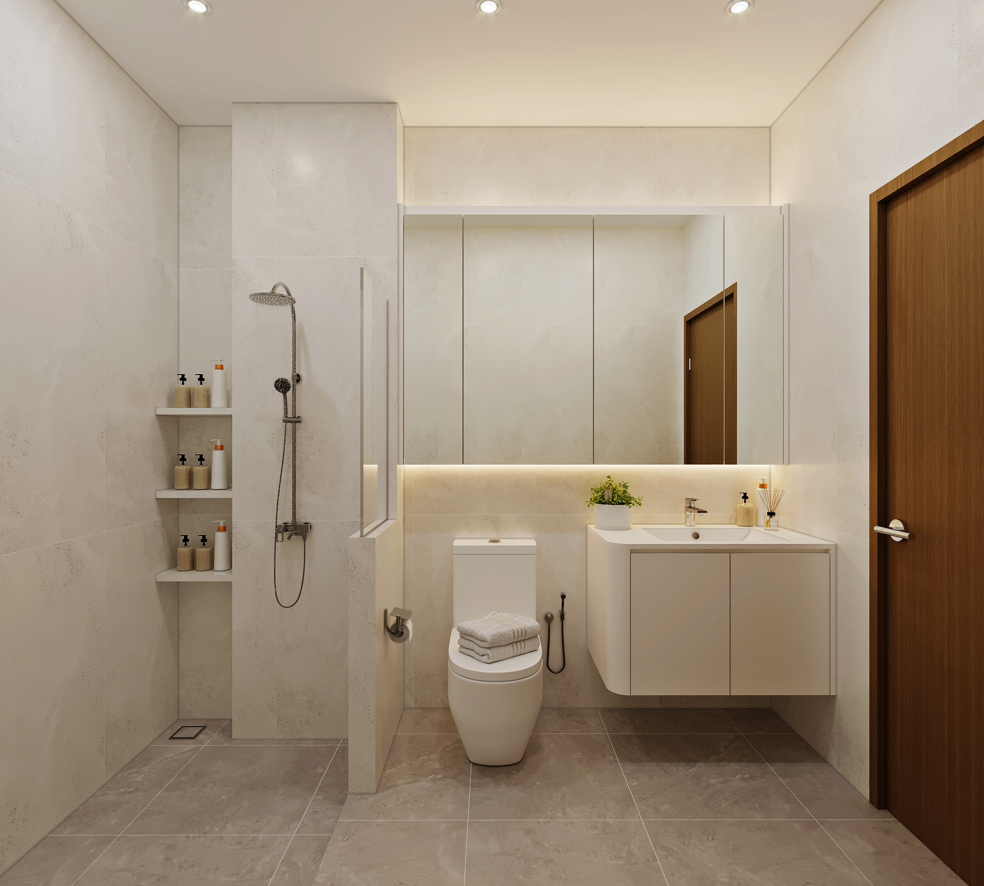 Cashew Terrace — powder room, scandinavian 3D design visual