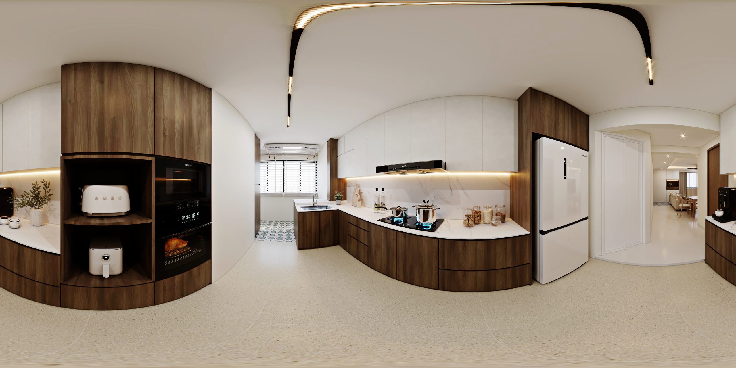 HDB Bedok North — kitchen, scandinavian 3D design visual