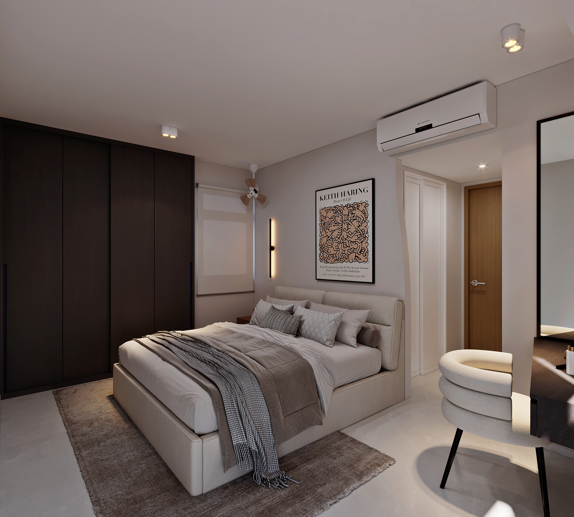 HDB Lorong 2 Toa Payoh — master bedroom, modern scandinavian 3D design visual