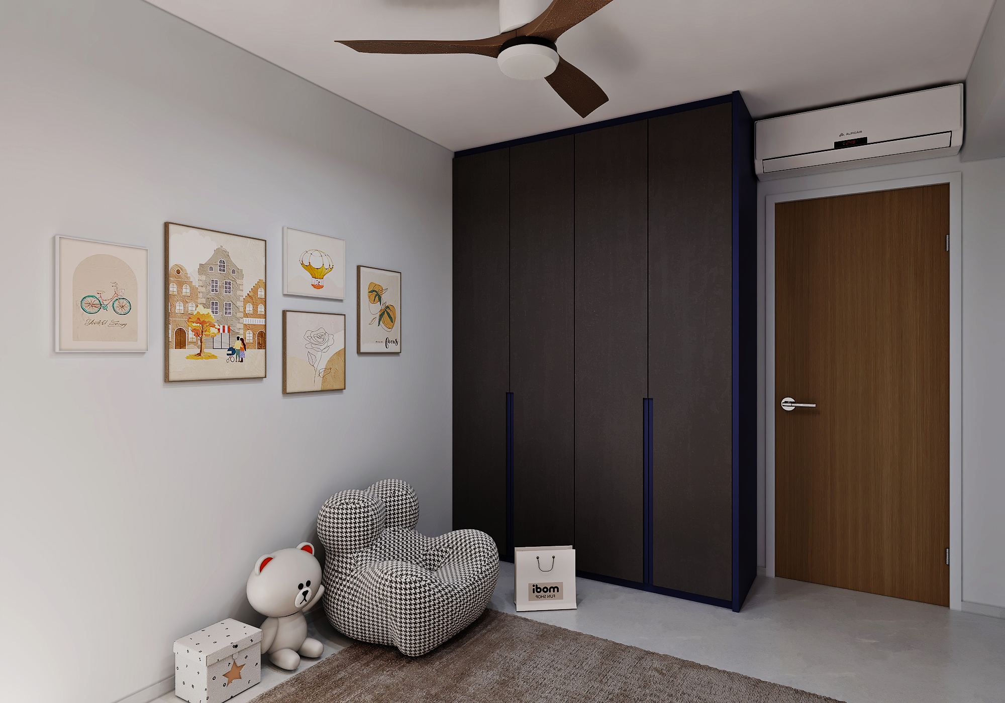 HDB Lorong 2 Toa Payoh — bedroom 2, modern scandinavian 3D design visual