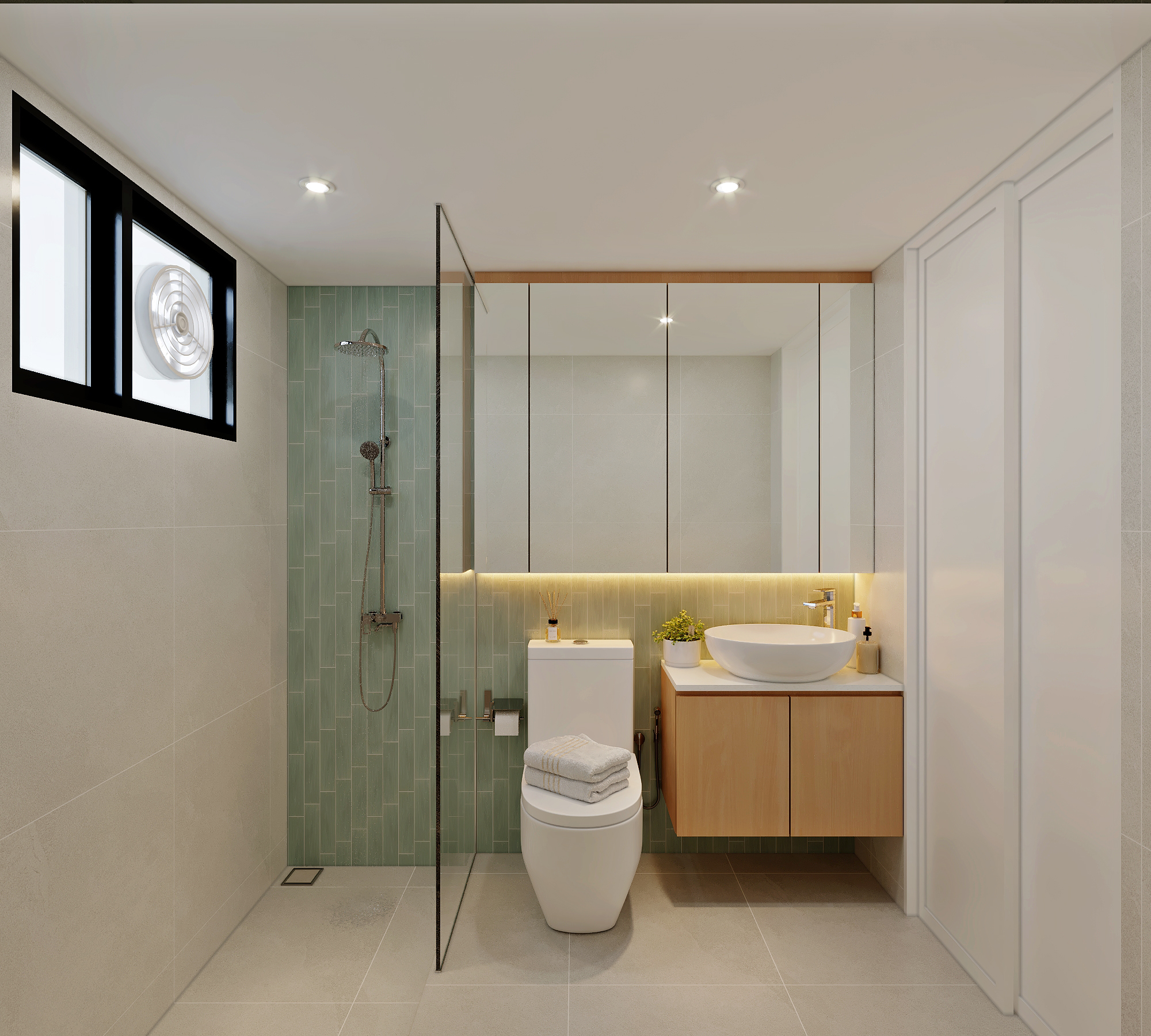 HDB Lorong 2 Toa Payoh — master bathroom, modern scandinavian 3D design visual