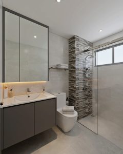 Monarchy Apartments — common bathroom — view 1, modern 3D design visual