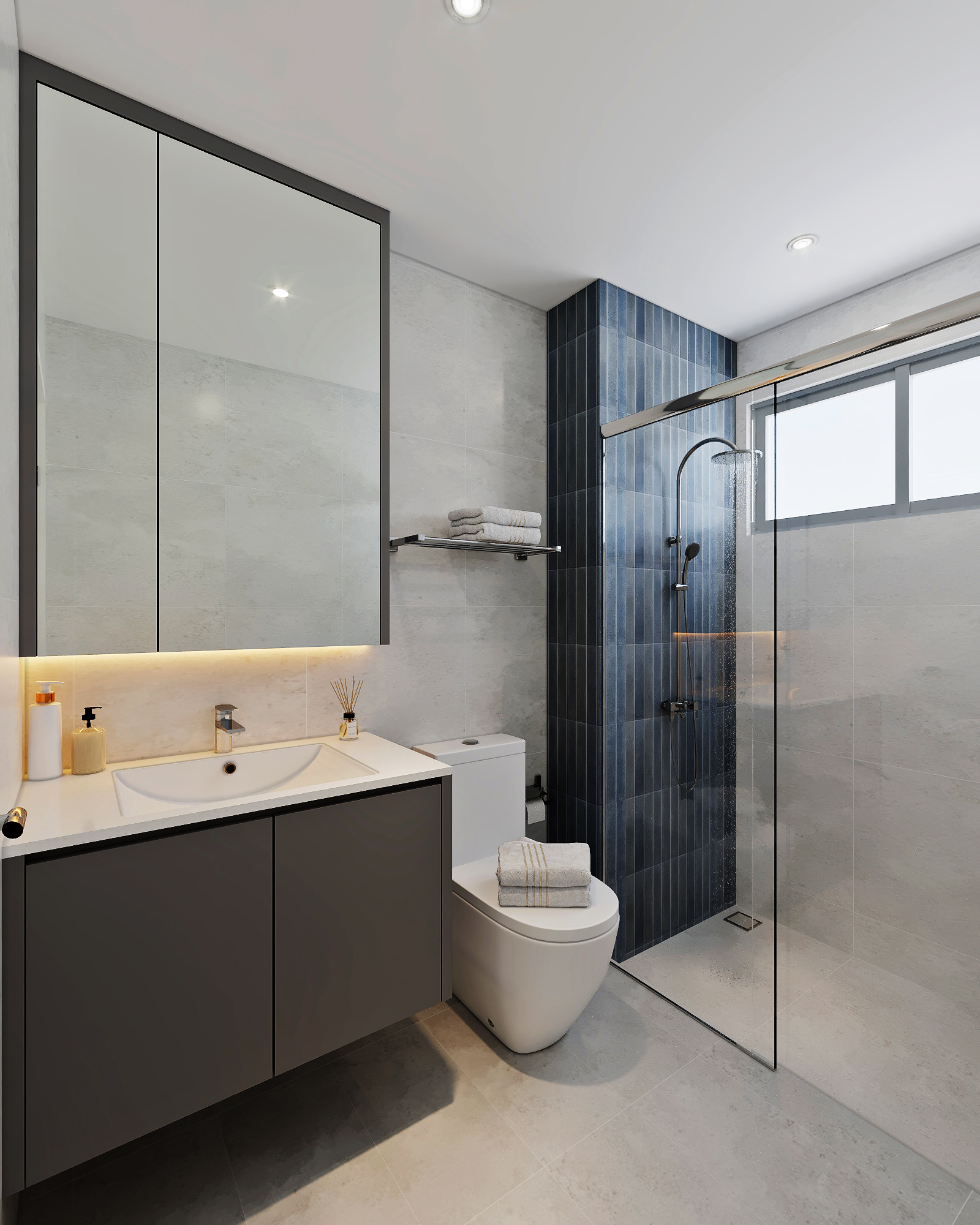 Monarchy Apartments — common bathroom — view 2, modern 3D design visual