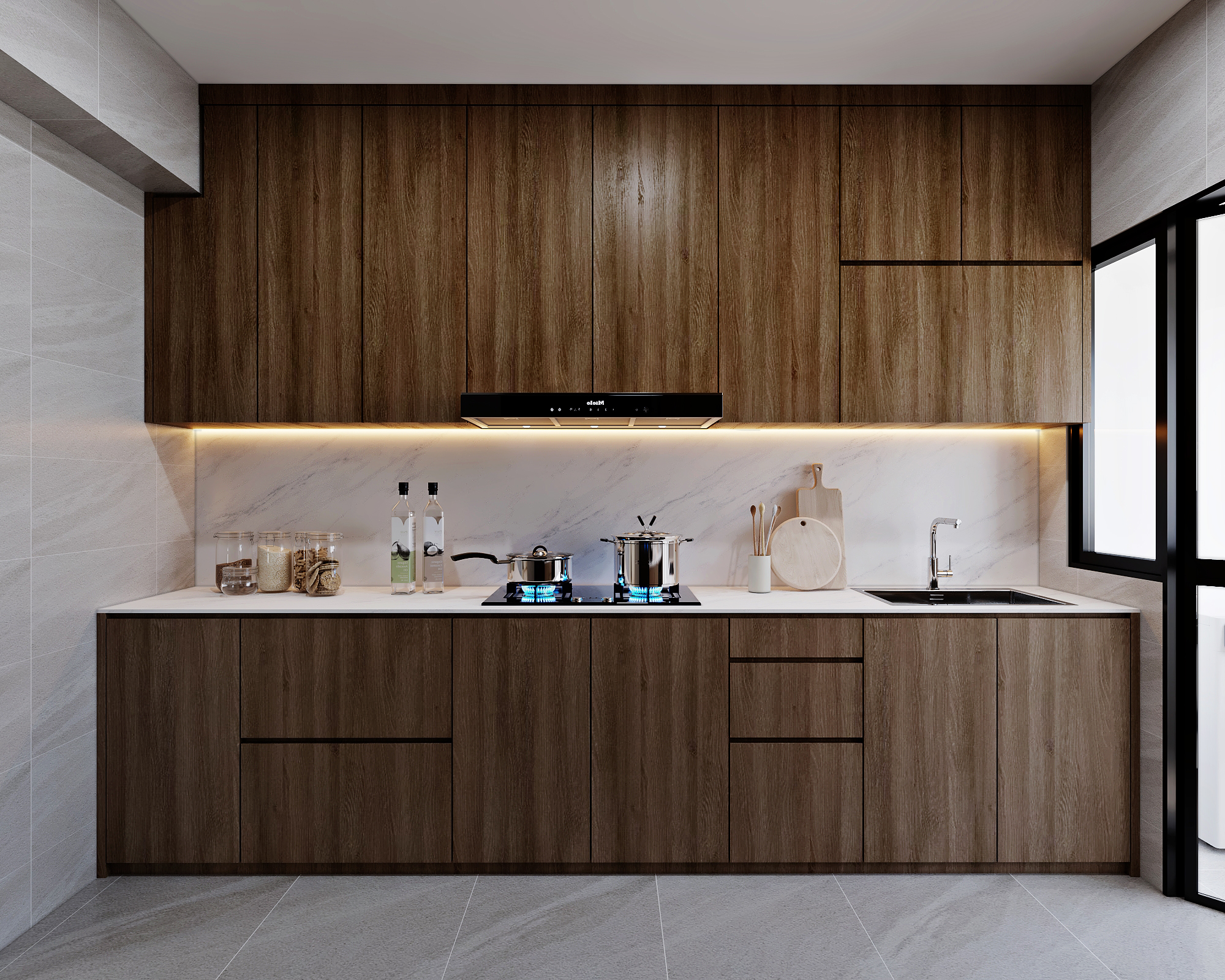 HDB Tampines Street 96 — kitchen — view 1, scandinavian 3D design visual