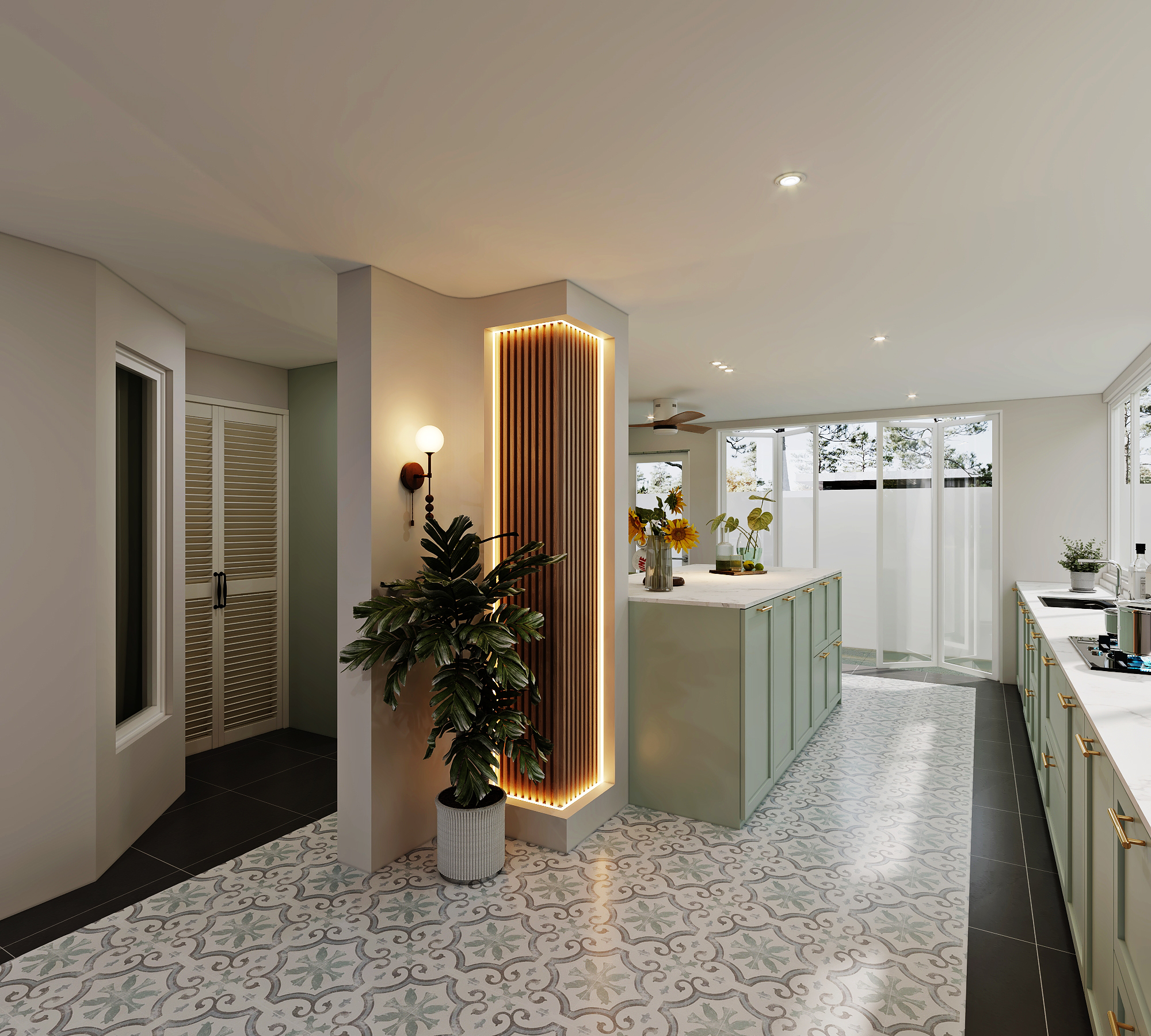 Loyang Place — kitchen — view 1, modern peranakan 3D design visual